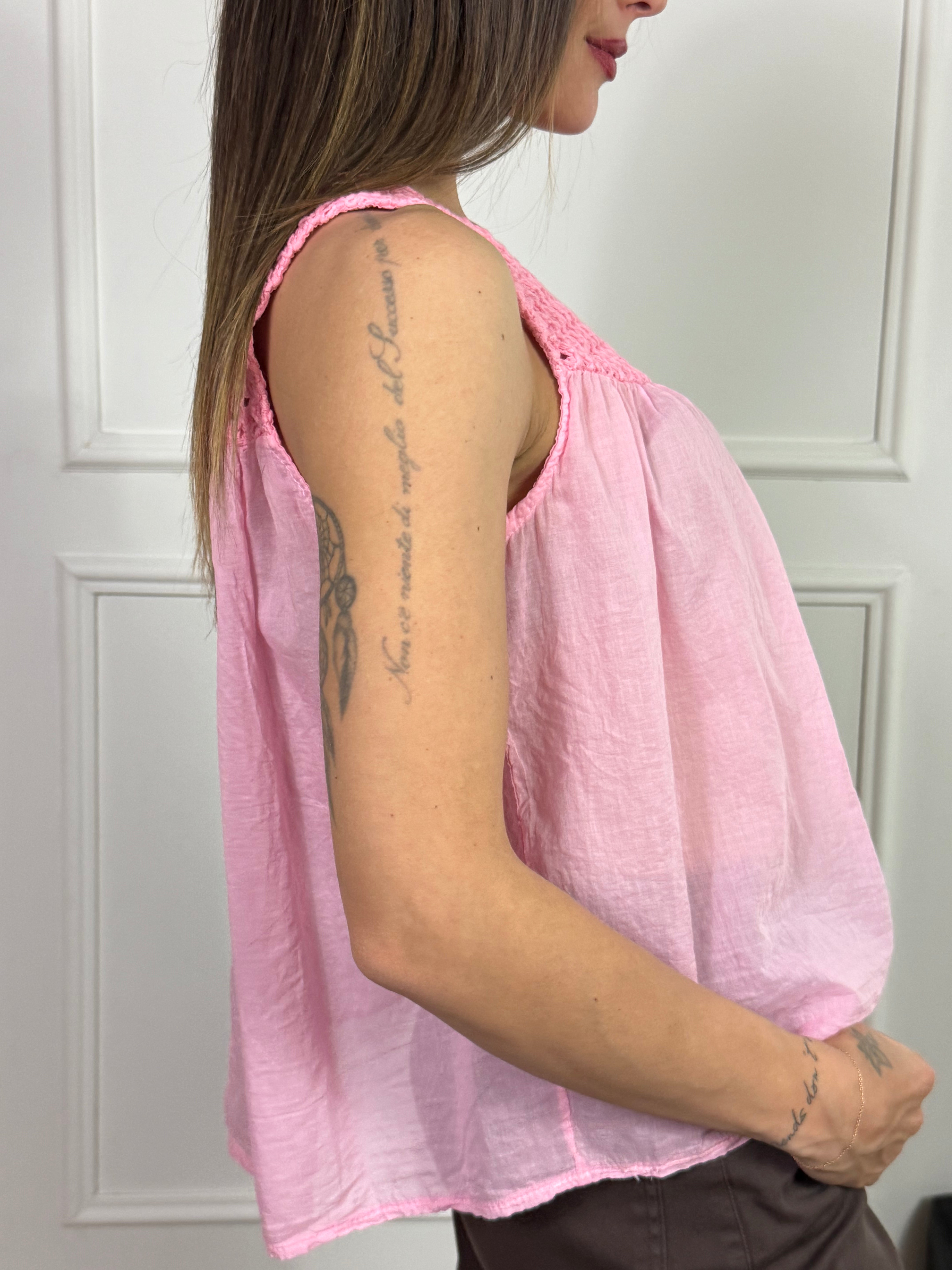 Top canotta Susy Mix VOILE- CROCHET