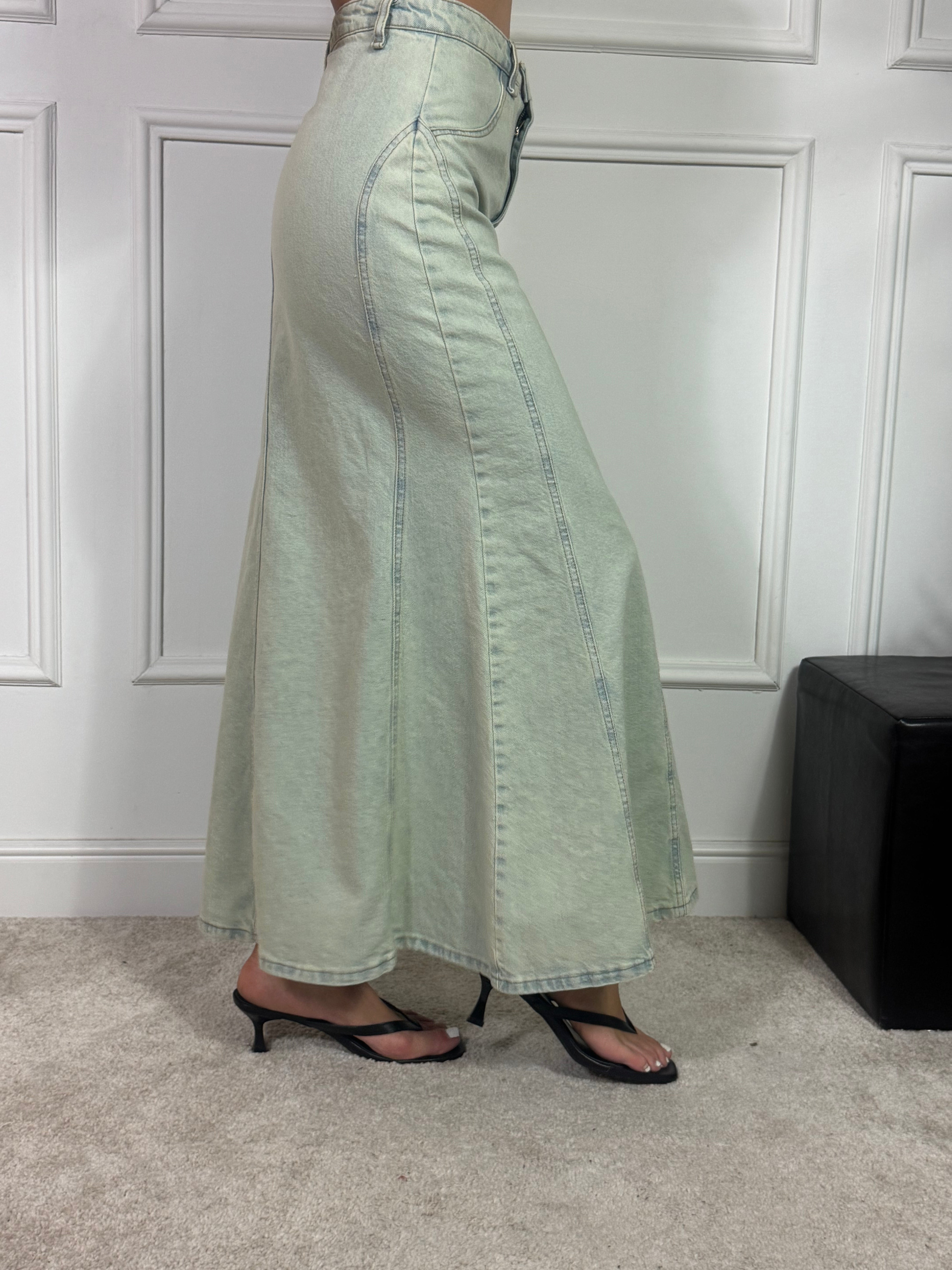 Gonna in jeans Susy Mix longuette sirena lavaggio chiaro sabbiato