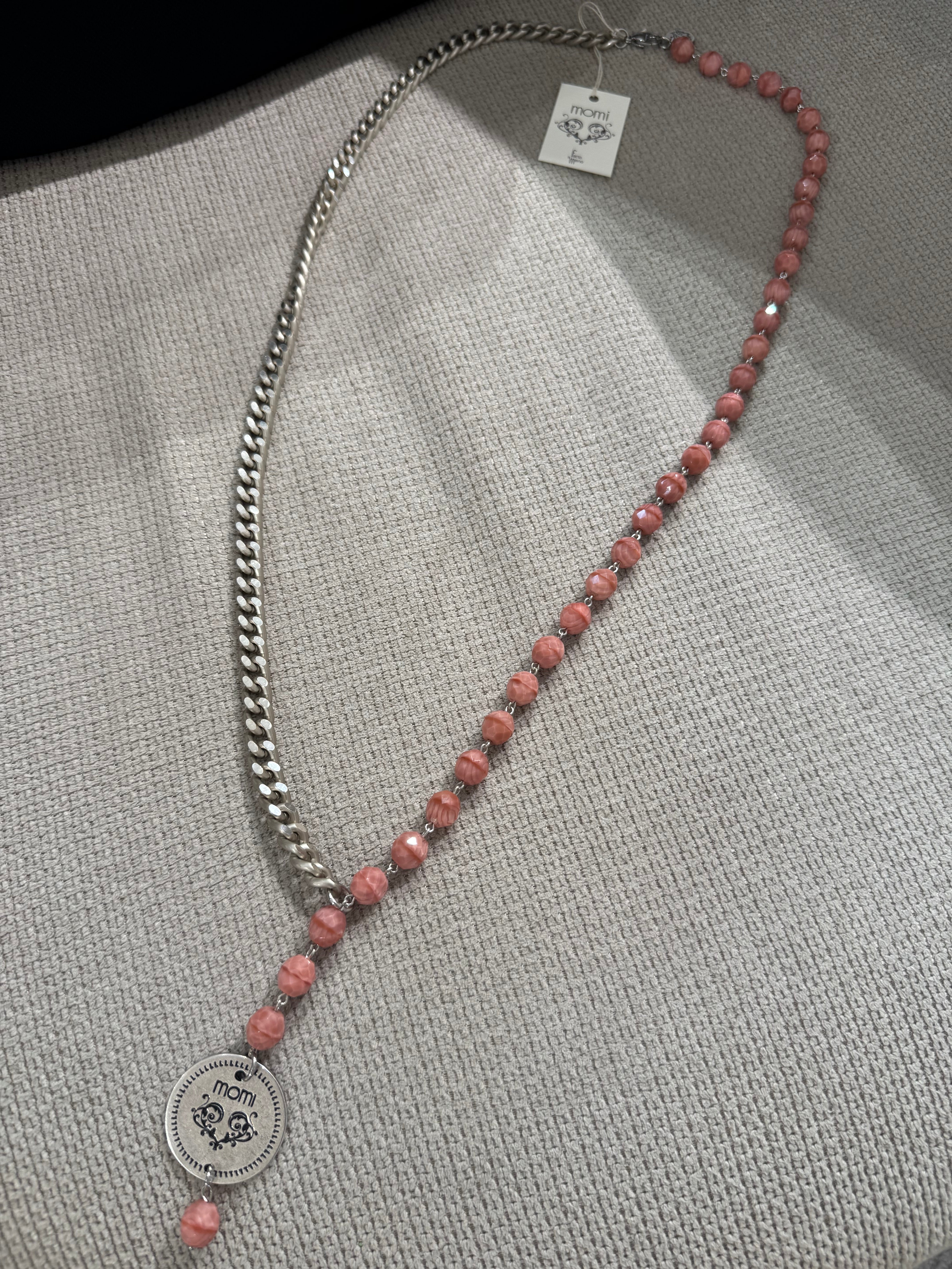 Collana Momi FRANCESCA LUNGA - catena ARGENTO - ciondolo MEDAGLIA TONDO