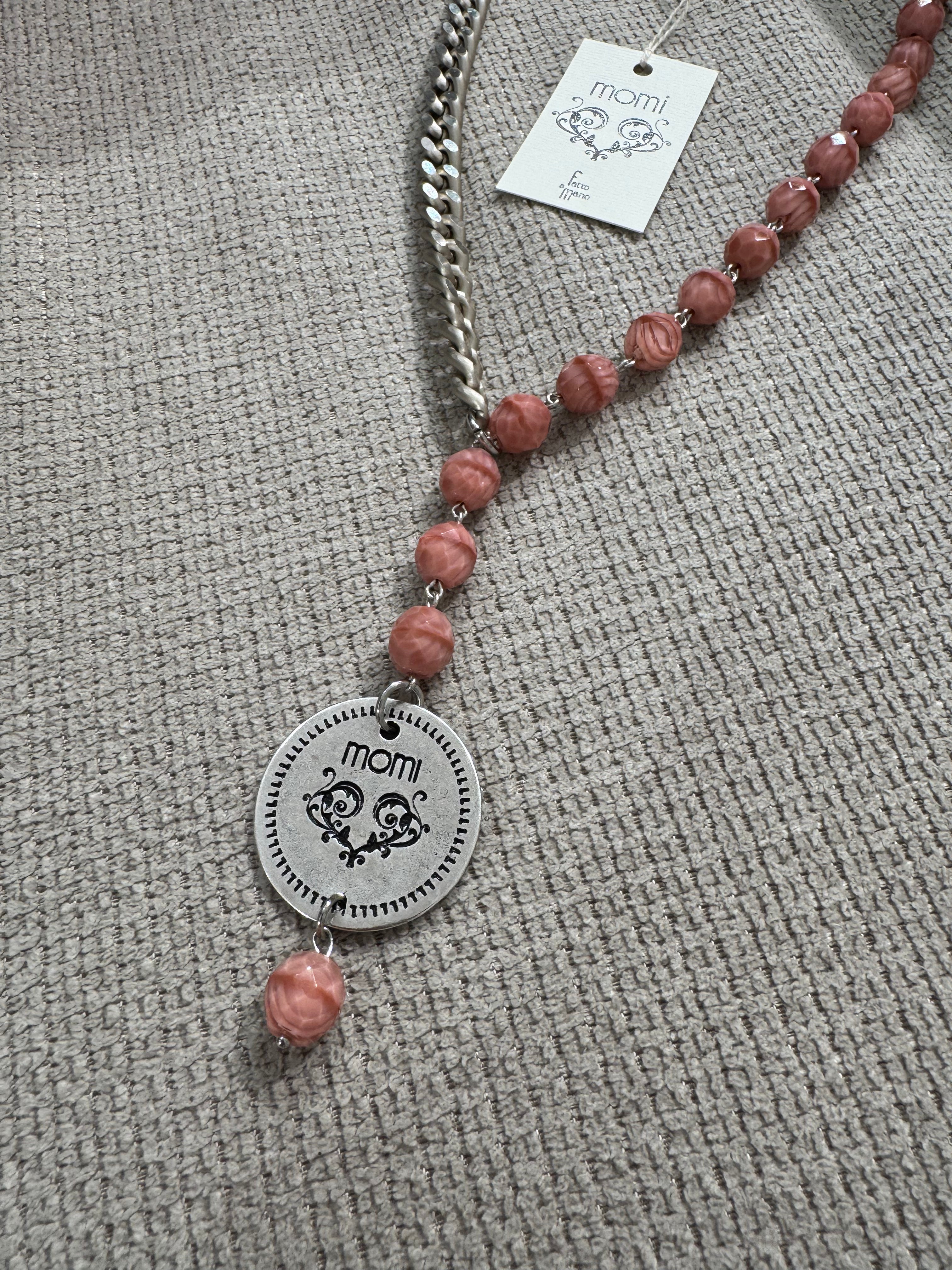 Collana Momi FRANCESCA LUNGA - catena ARGENTO - ciondolo MEDAGLIA TONDO