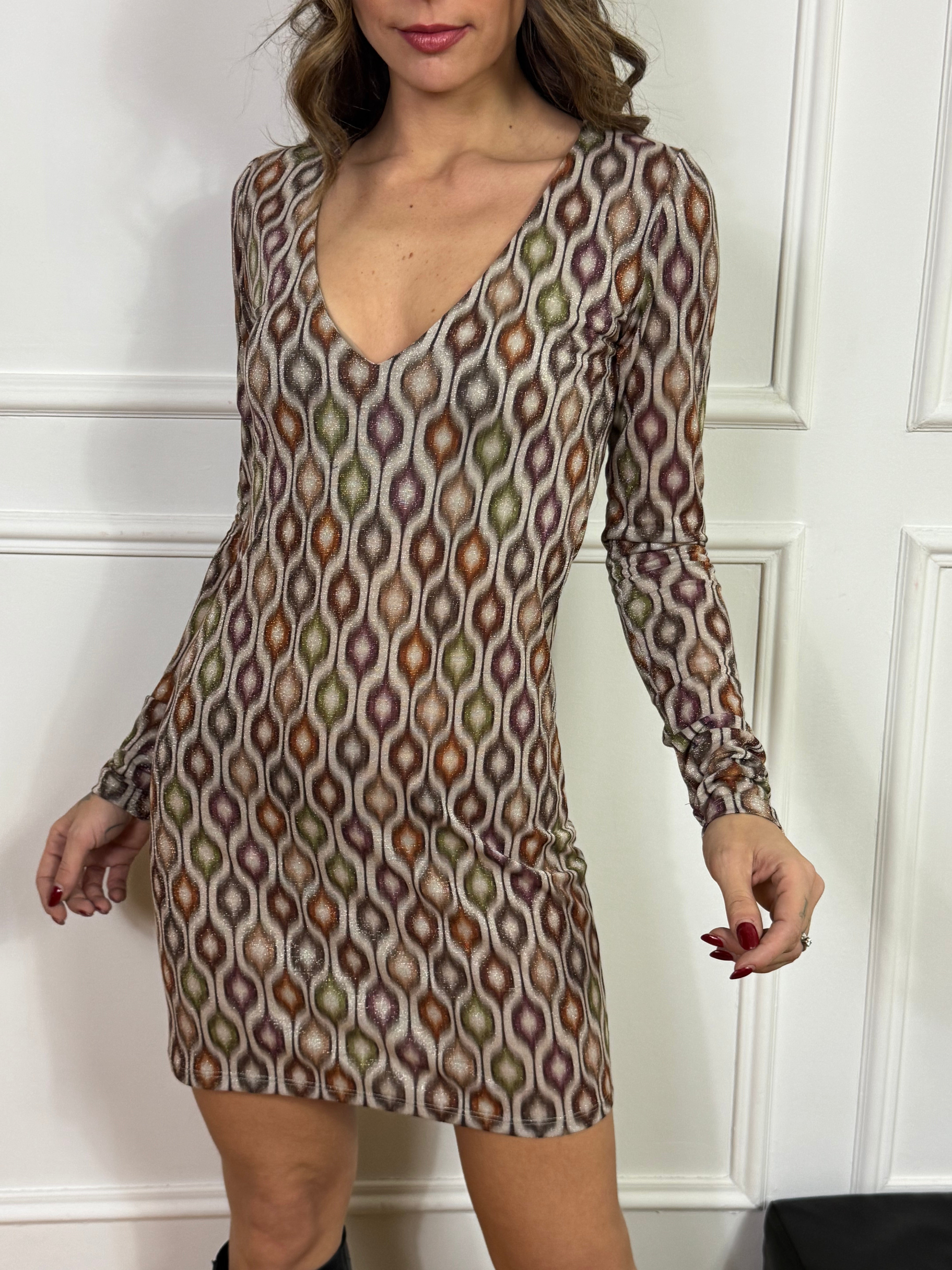 ABITO scollo V Kontatto in LUREX fantasia OPTICAL