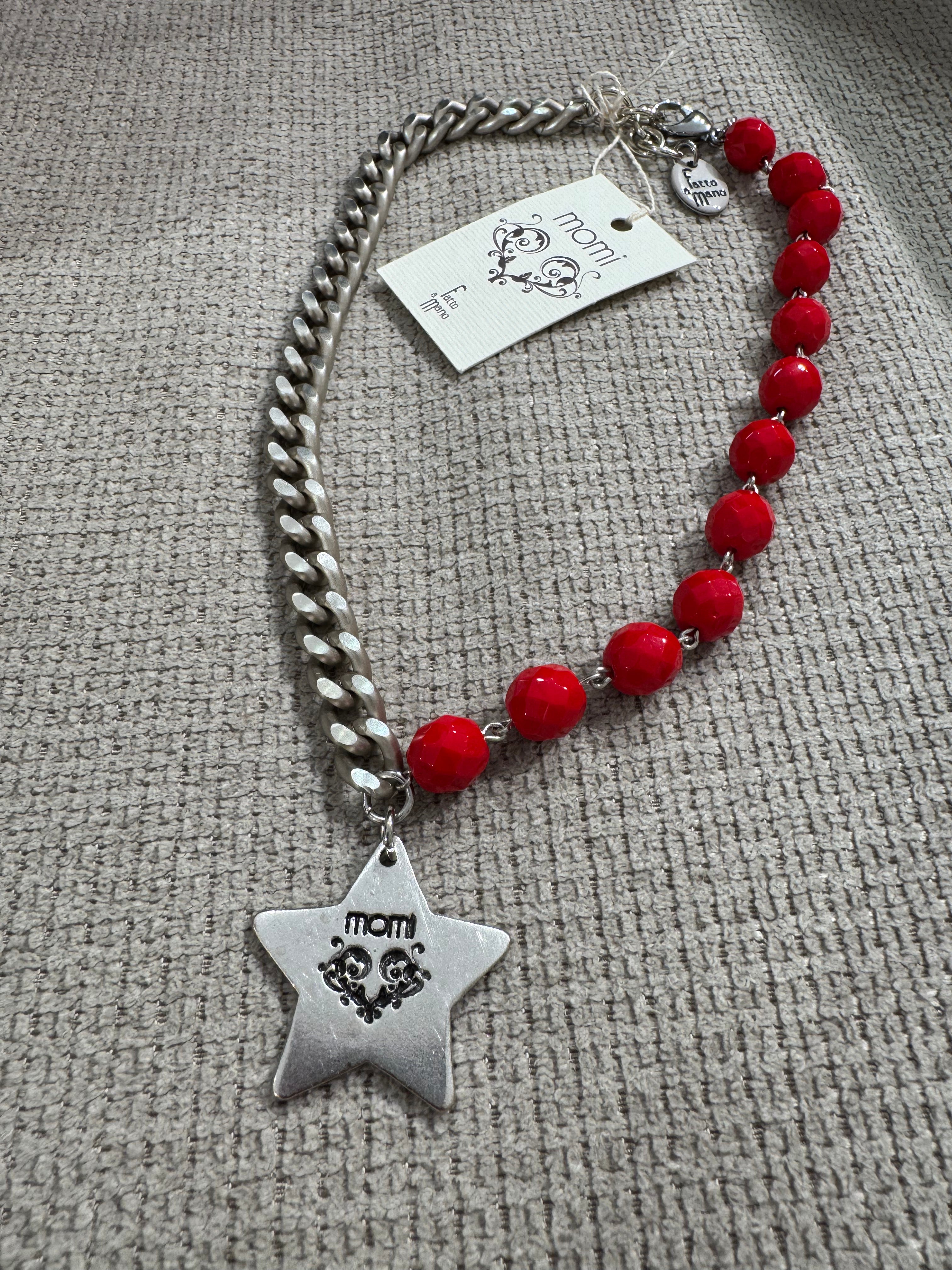 COLLANA CORTA / BRACCIALE DOPPIO GIRO Momi FRANCESCA- catena ARGENTO- ciondolo STELLA