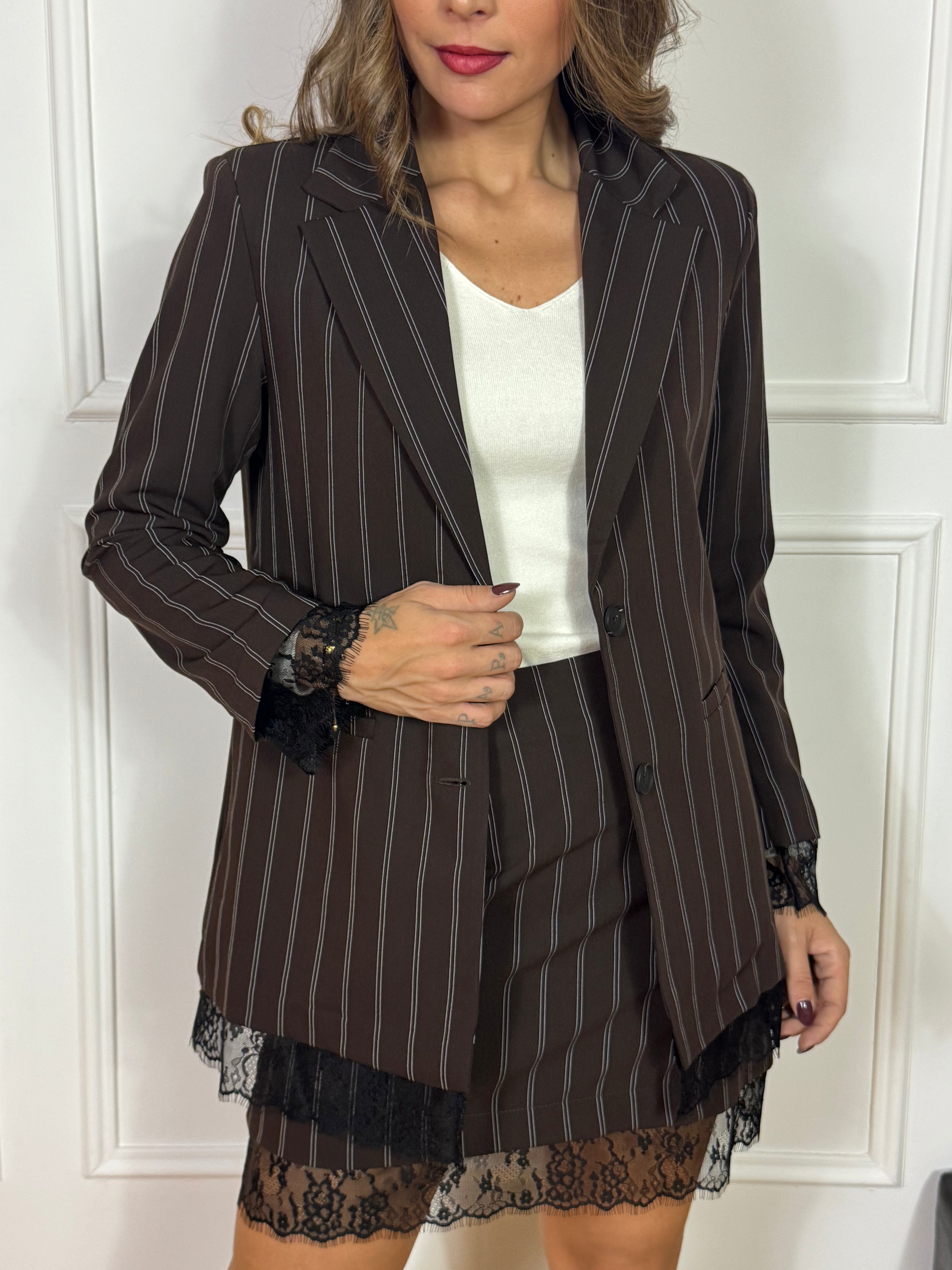 Minigonna Susy Mix GESSATA CON INSERTO PIZZO