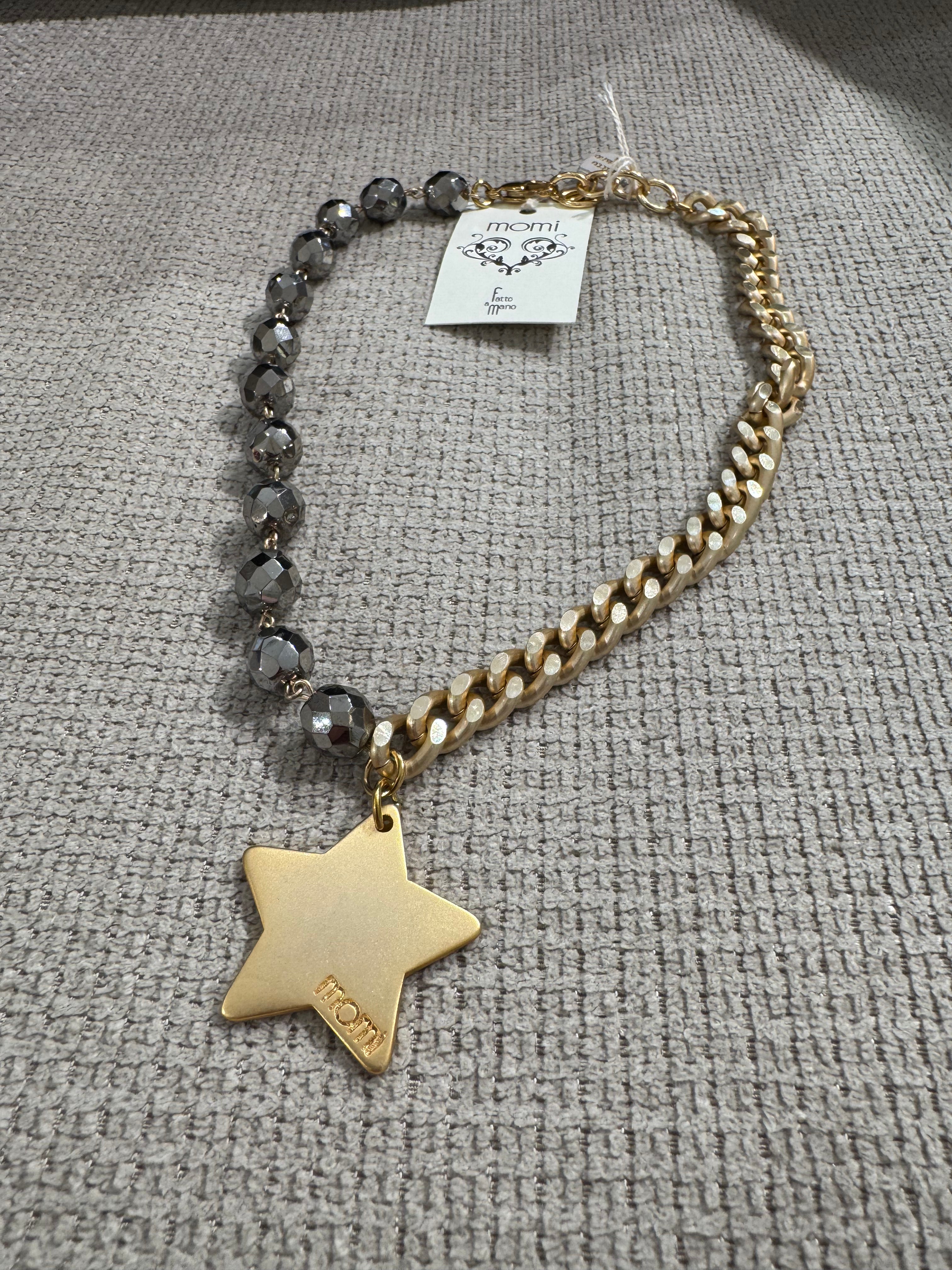 COLLANA CORTA / BRACCIALE DOPPIO GIRO Momi FRANCESCA- catena ORO - ciondolo STELLA