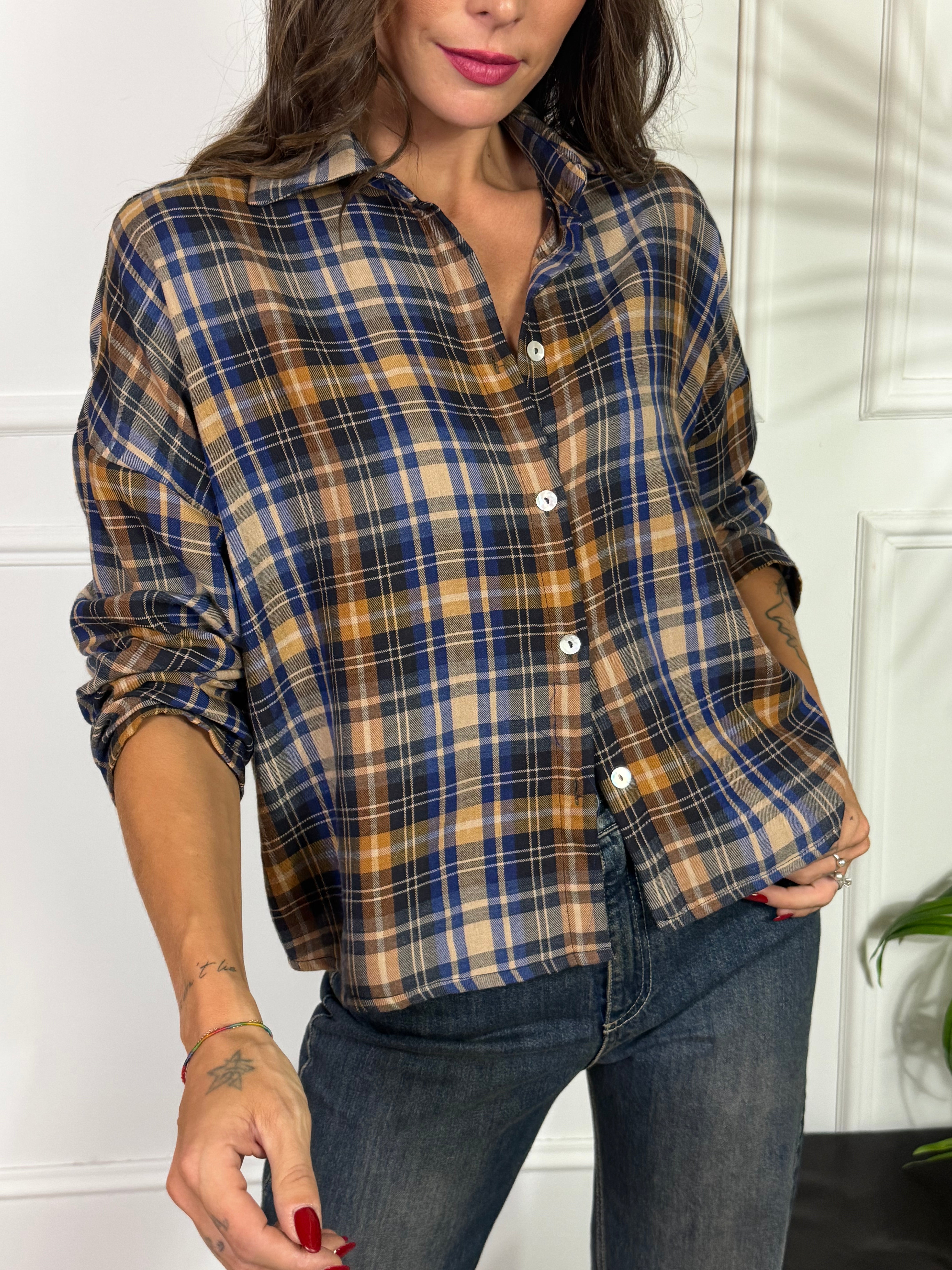 Camicia SCOZZESE Susy Mix SENAPE-BLU