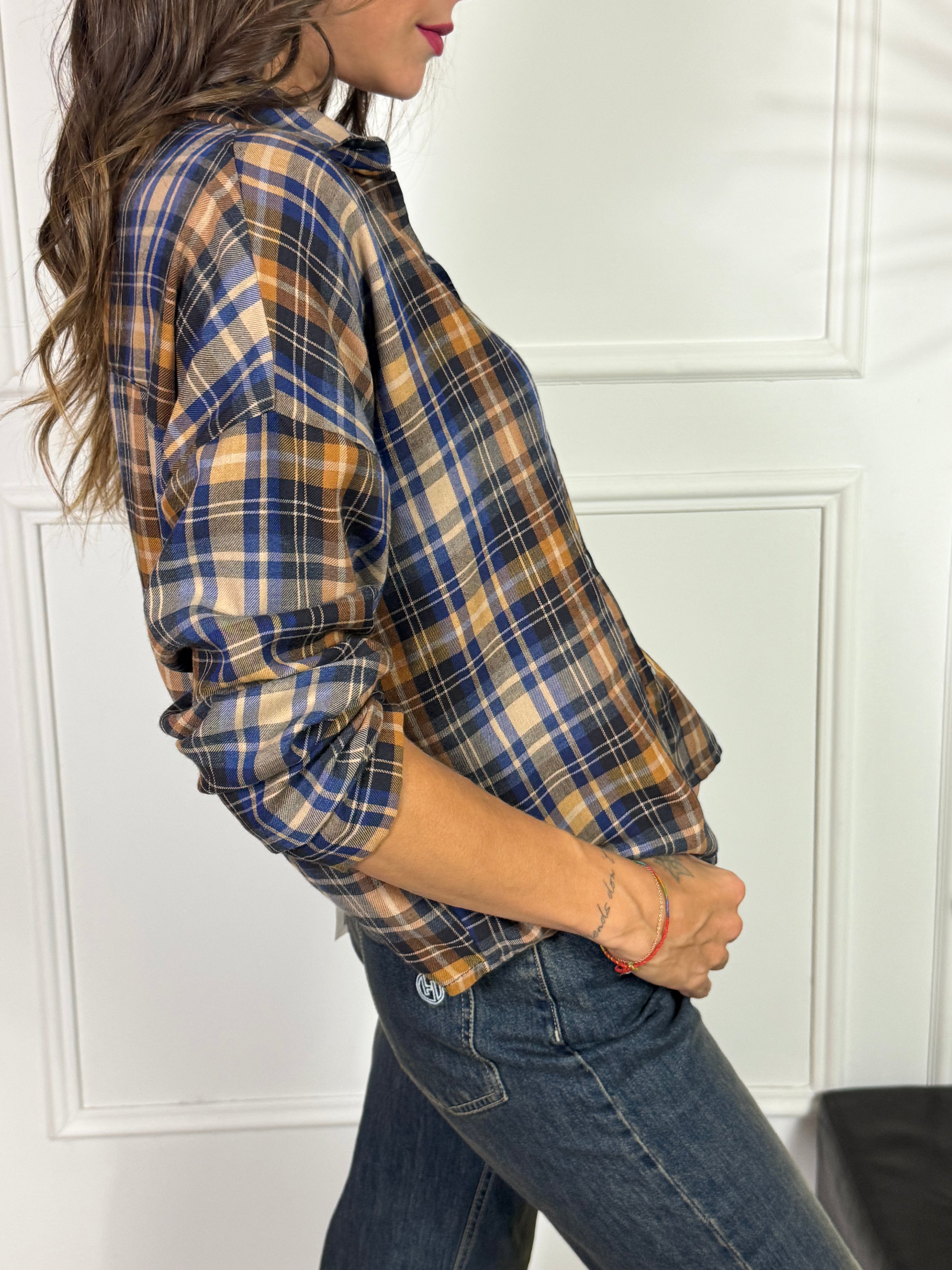 Camicia SCOZZESE Susy Mix SENAPE-BLU