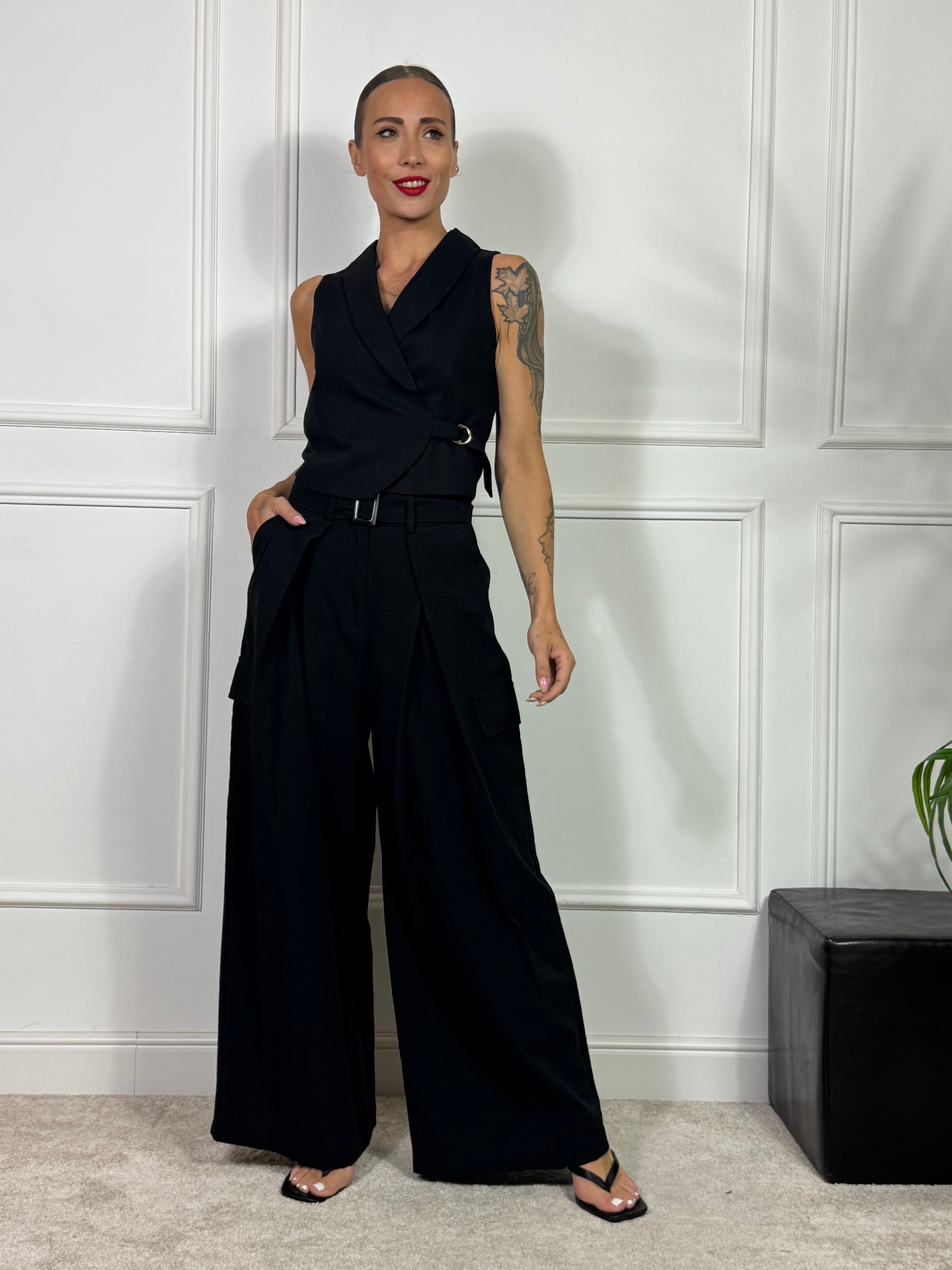 Pantalone ampio CARGO PINCES Susy Mix con TASCONI LATERALI E CINTURA