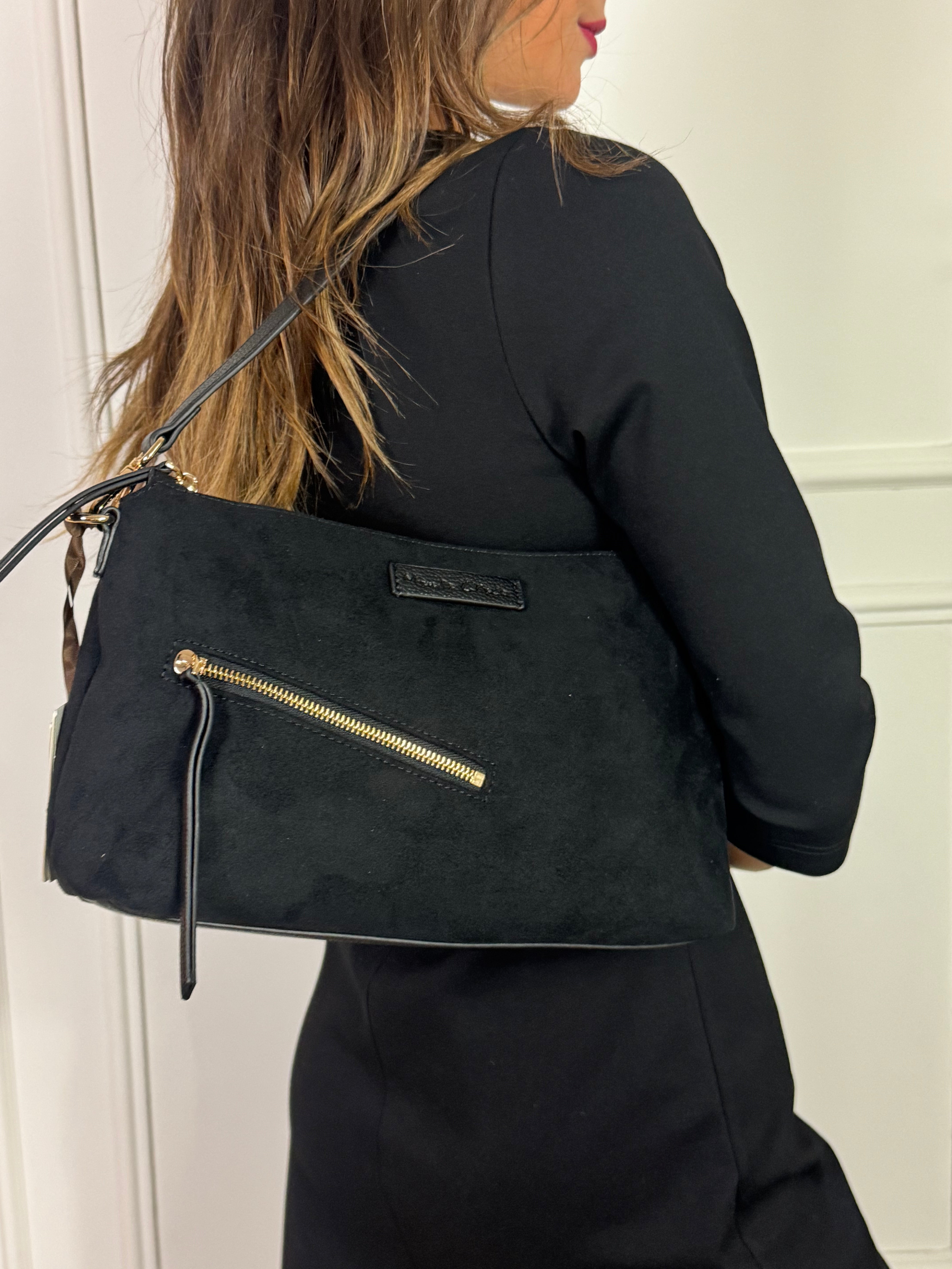 Borsa Manila Grace SHOULDER BAG - ECOPELLE SCAMOSCIATA CON TASCHINO