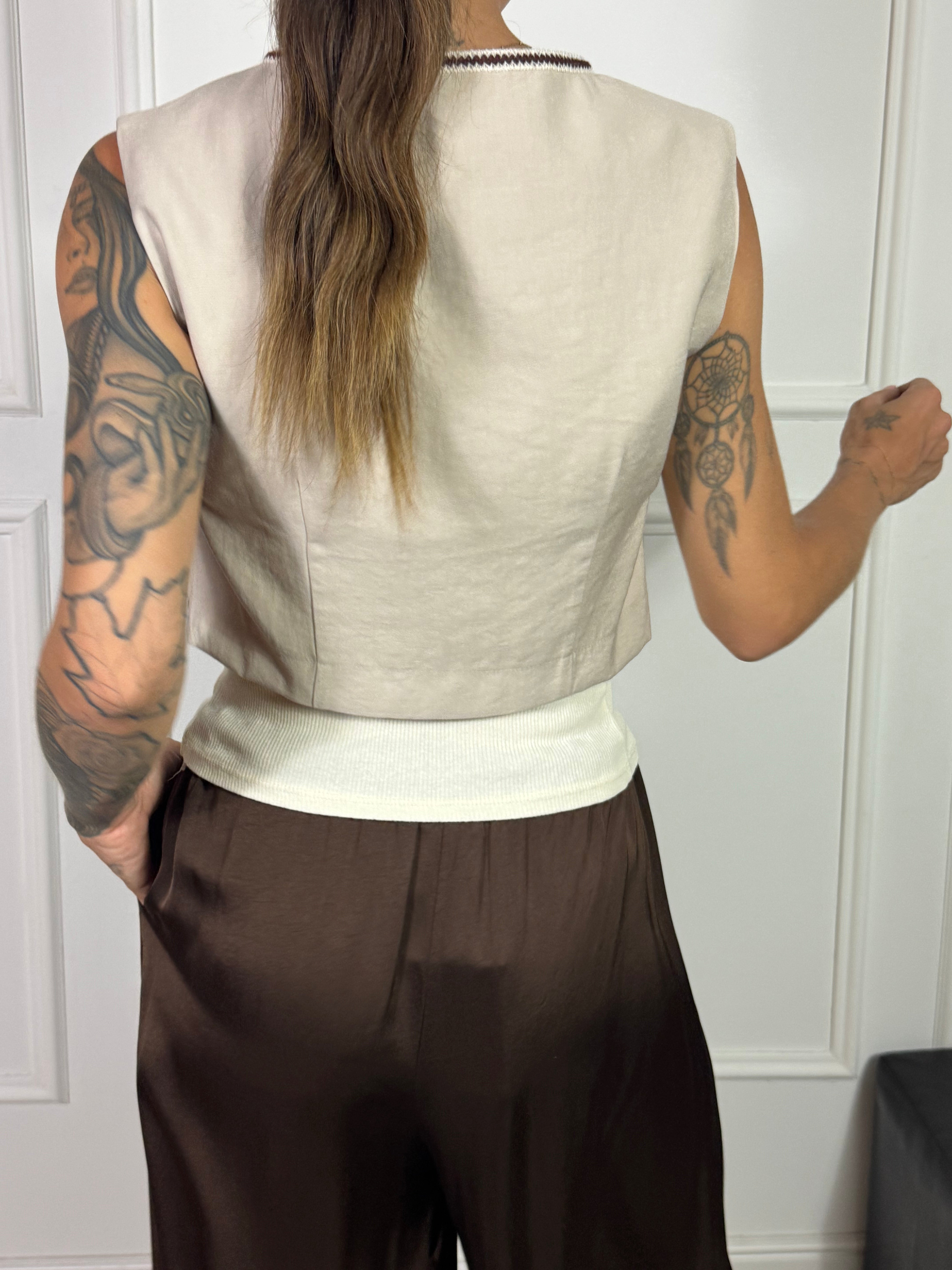 Gilet corto Susy Mix passamaneria e laccetto