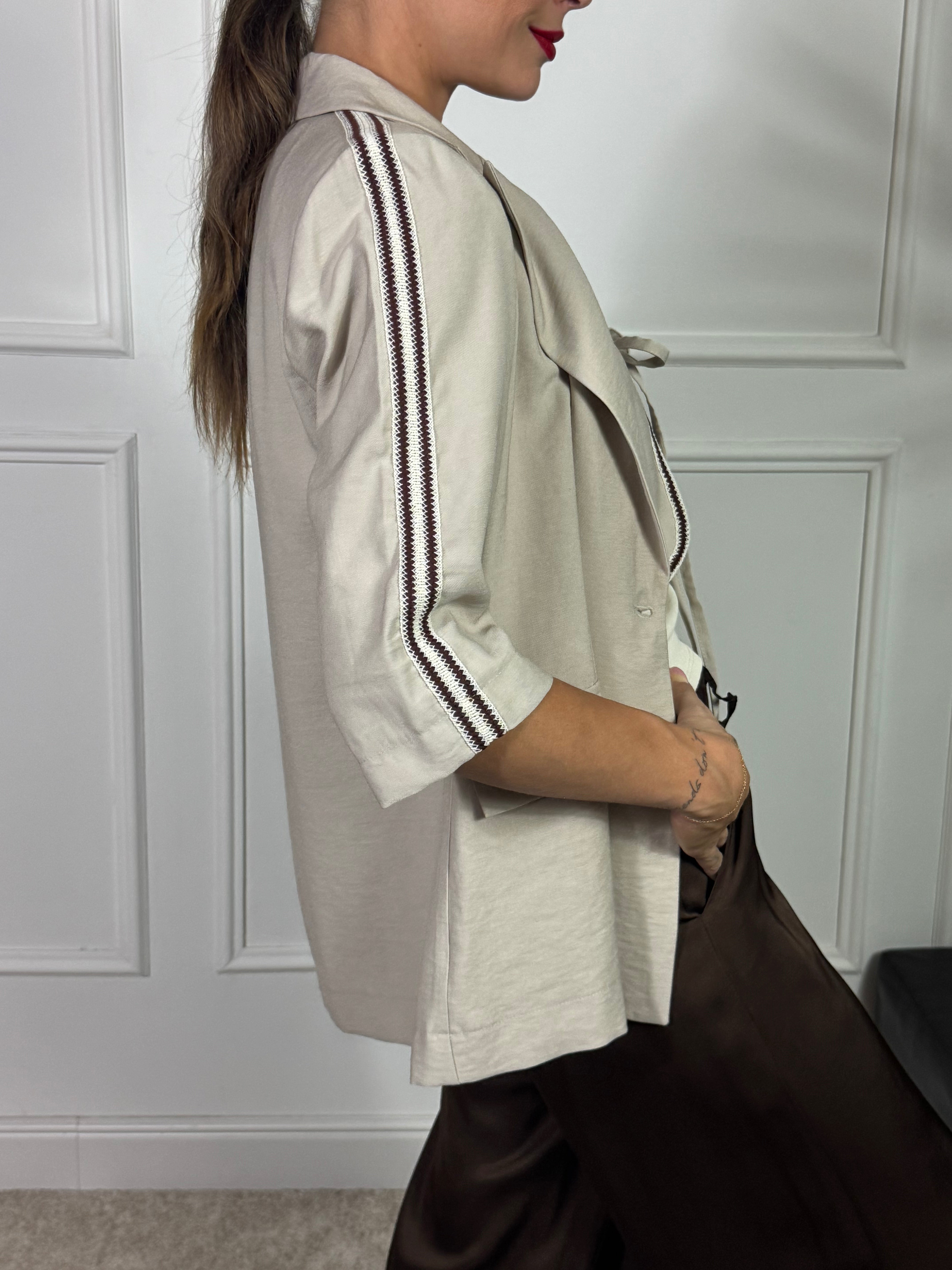 Giacca blazer manica tre quarti Susy Mix bande laterali passamaneria