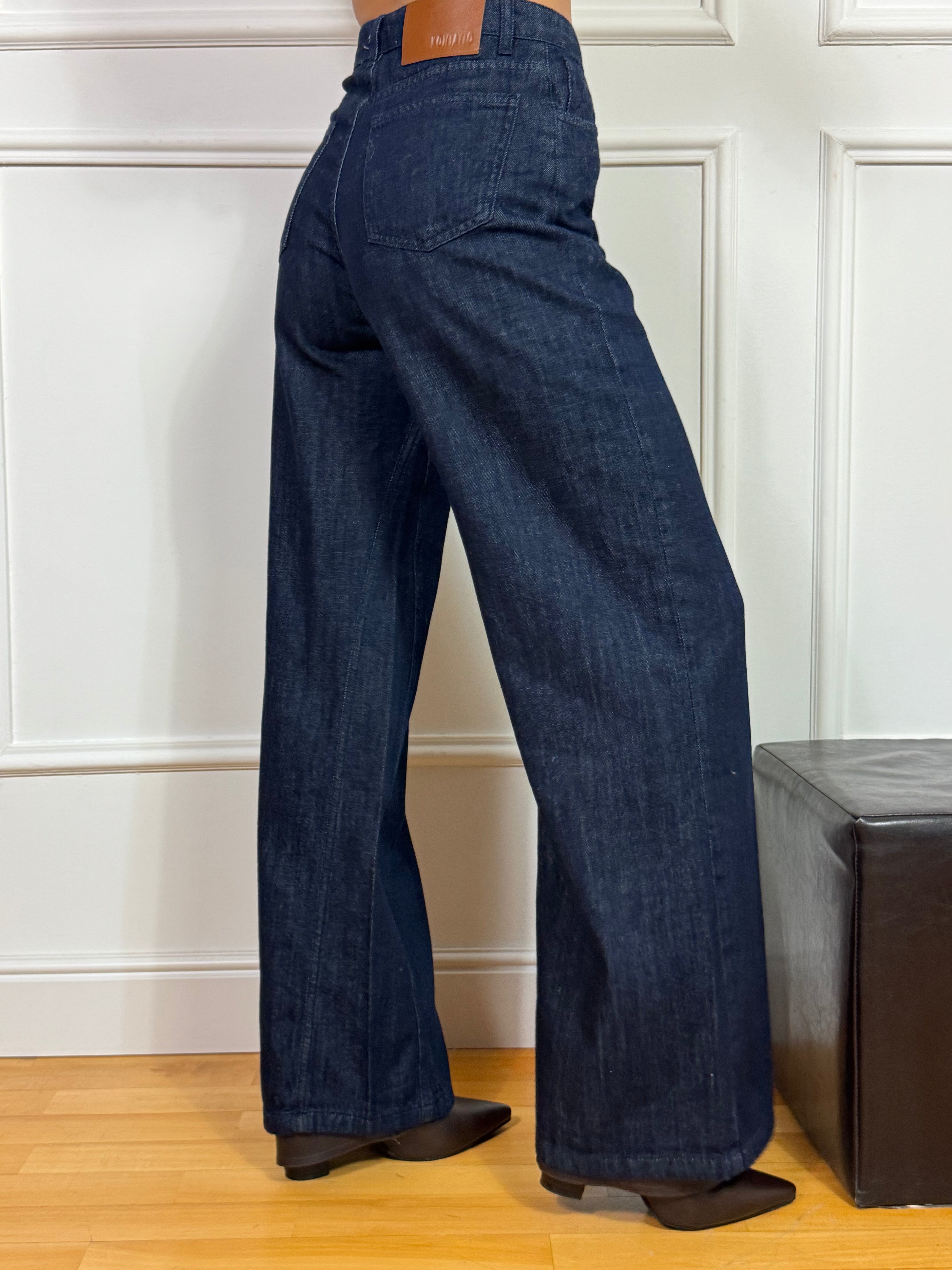 Jeans Kontatto PALAZZO DENIM SCURO modello ADELE