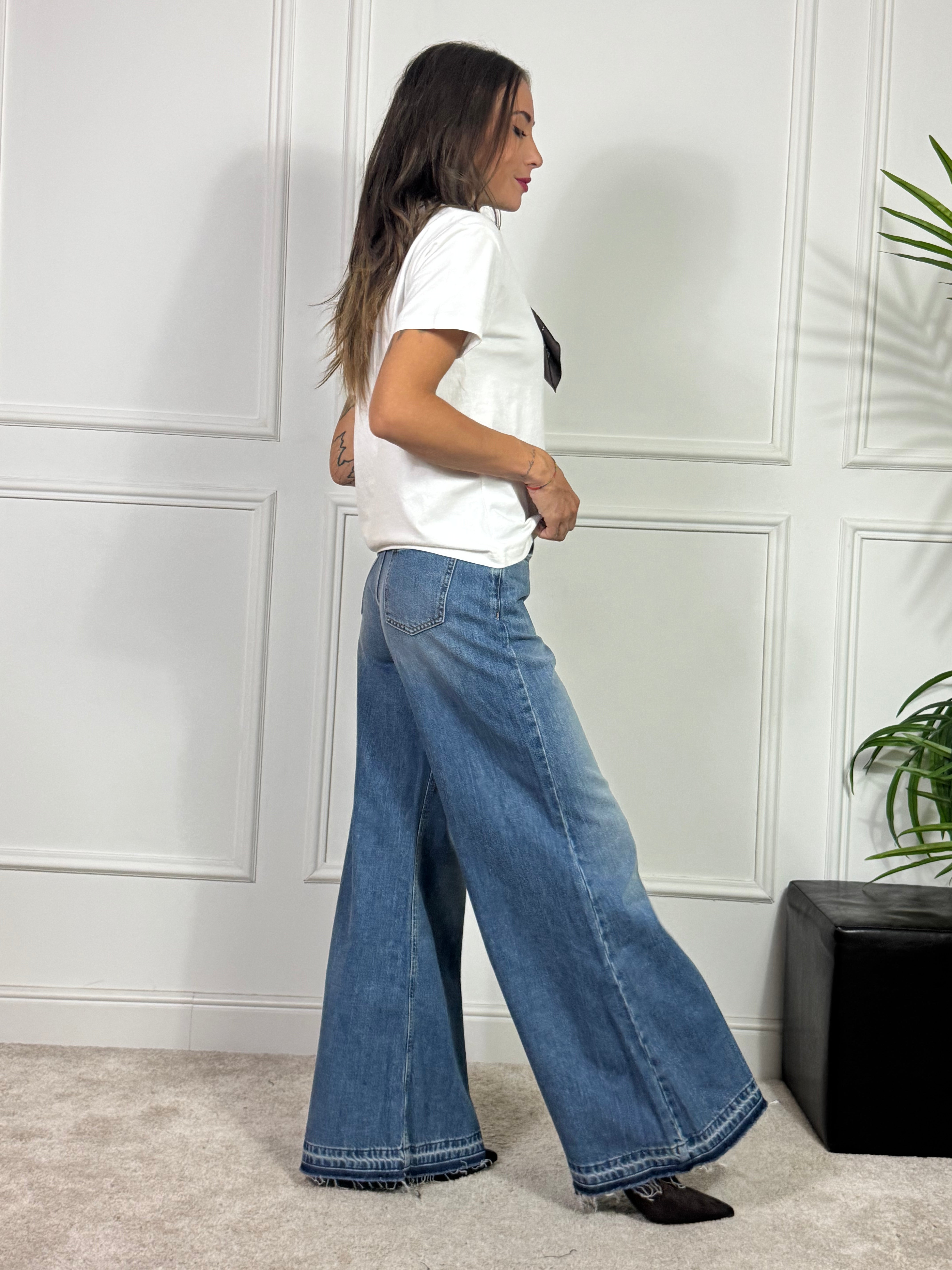 Jeans PALAZZO Manile Grace bordo blu