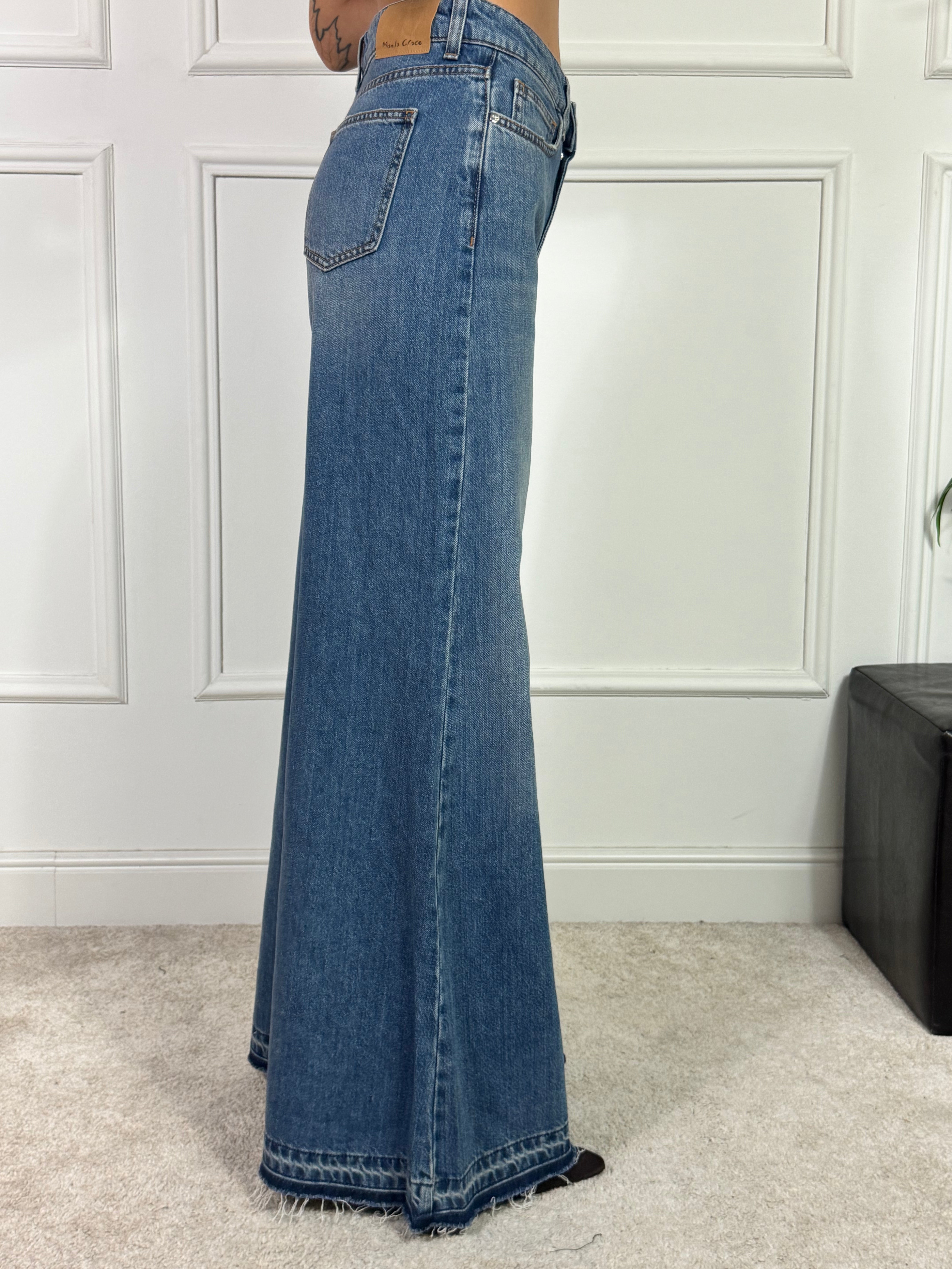 Jeans PALAZZO Manile Grace bordo blu