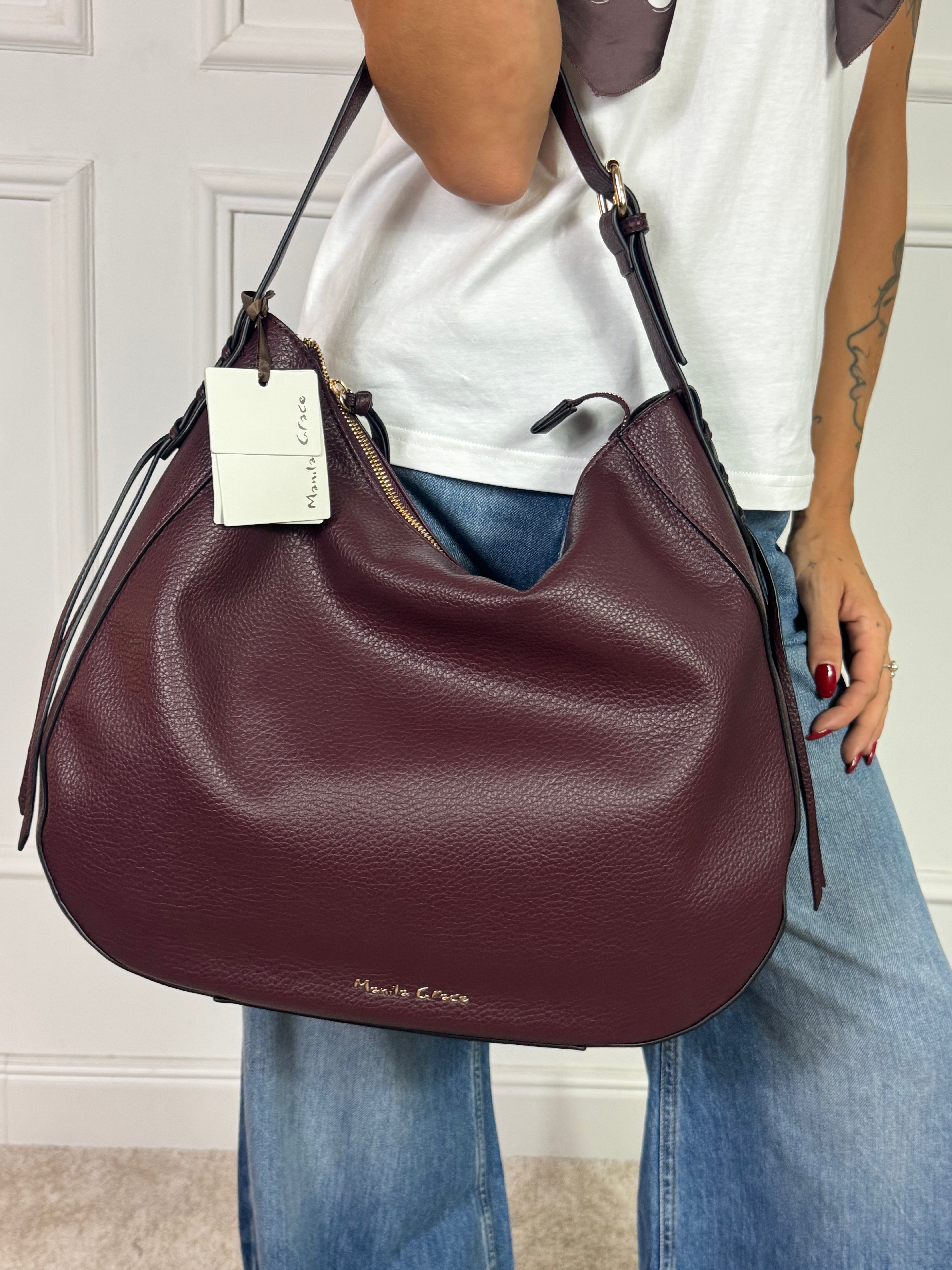 Borsa Manila Grace SHOULDER BAG GRANDE- INTRECCIO LATERALE