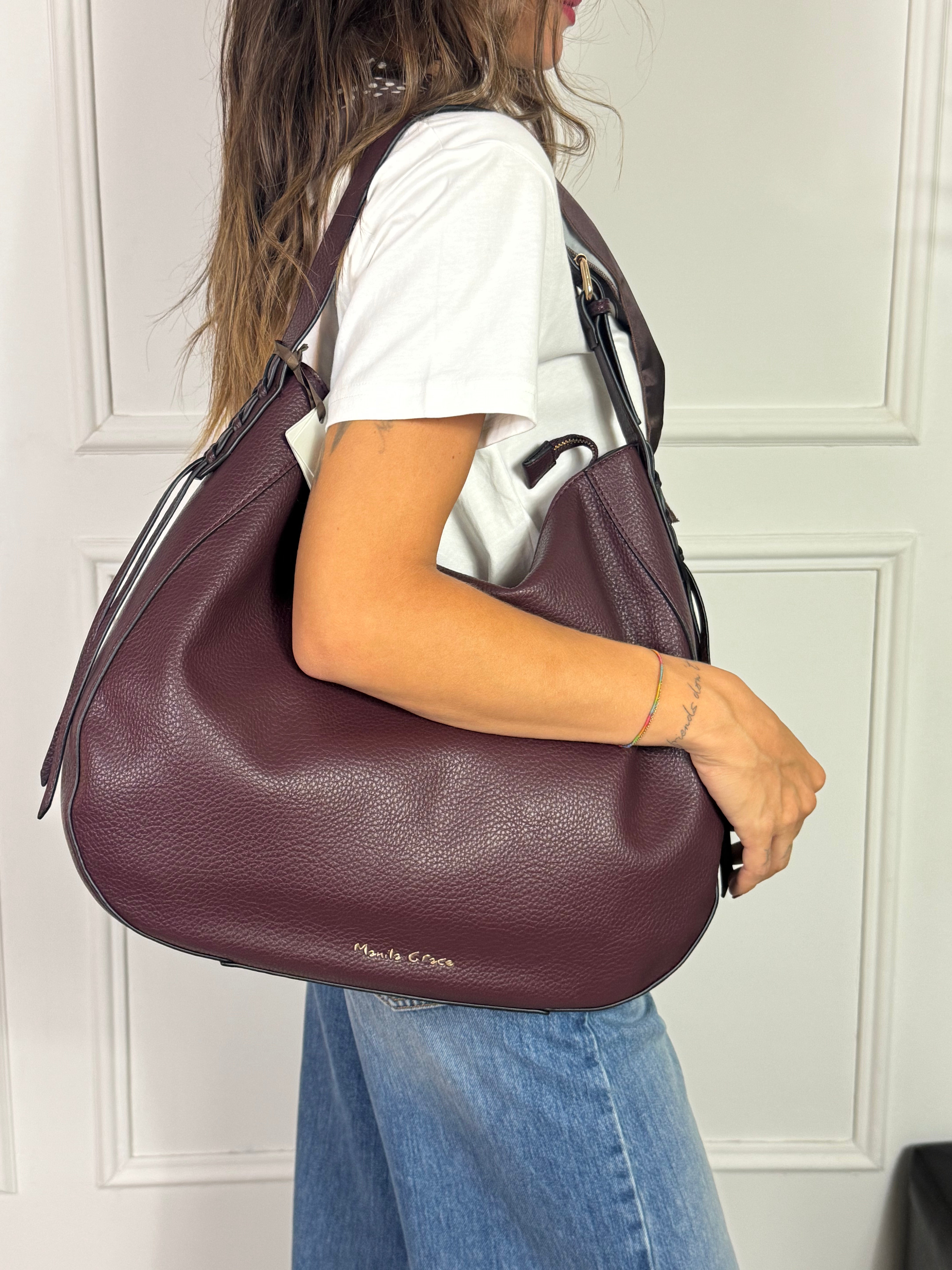 Borsa Manila Grace SHOULDER BAG GRANDE- INTRECCIO LATERALE