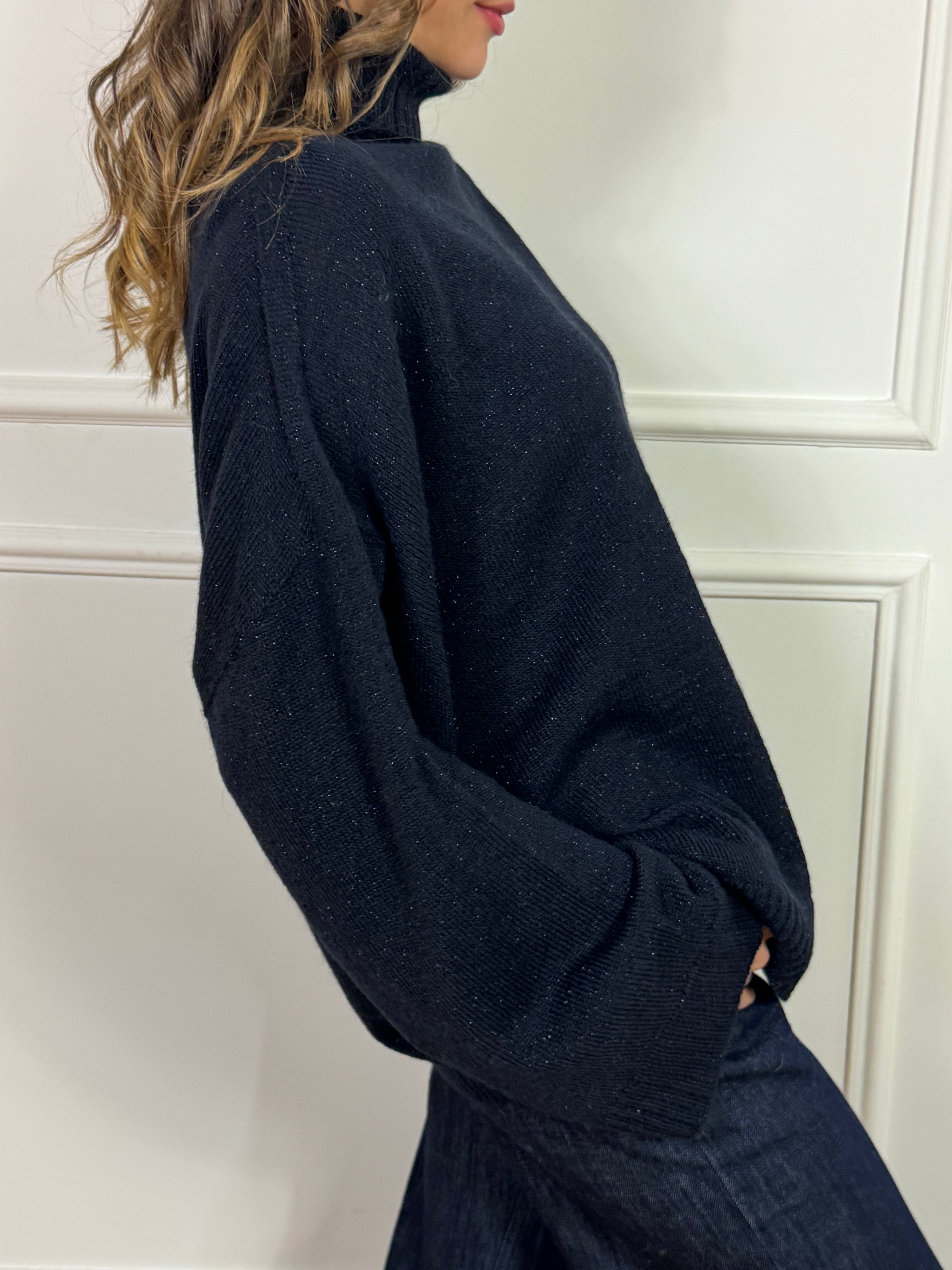 Maglia over dolcevita misto lana Kontatto LUREX