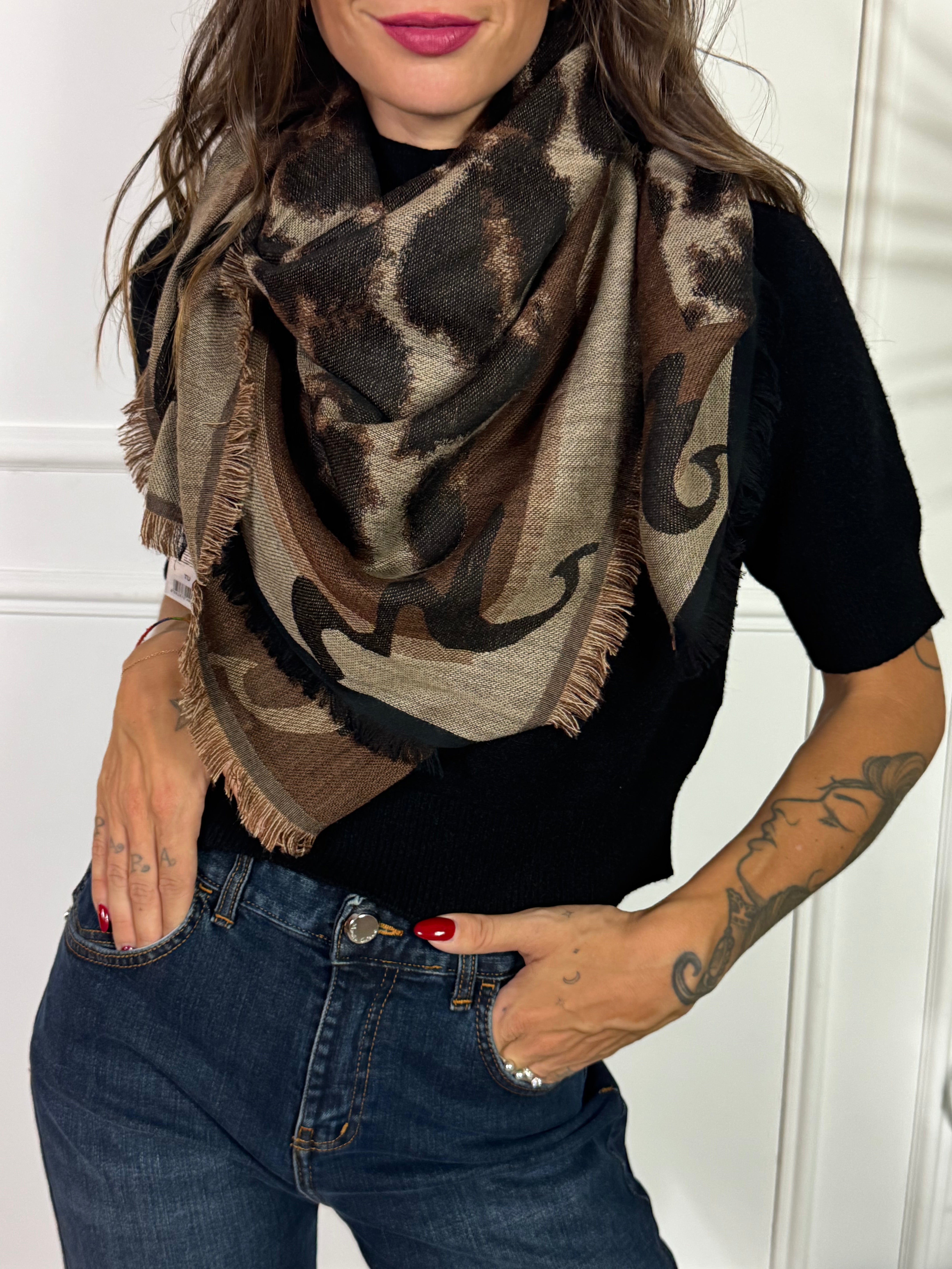 SCIARPA Manila Grace modello FOULARD CARRE' FANTASIA LEOPARDATA