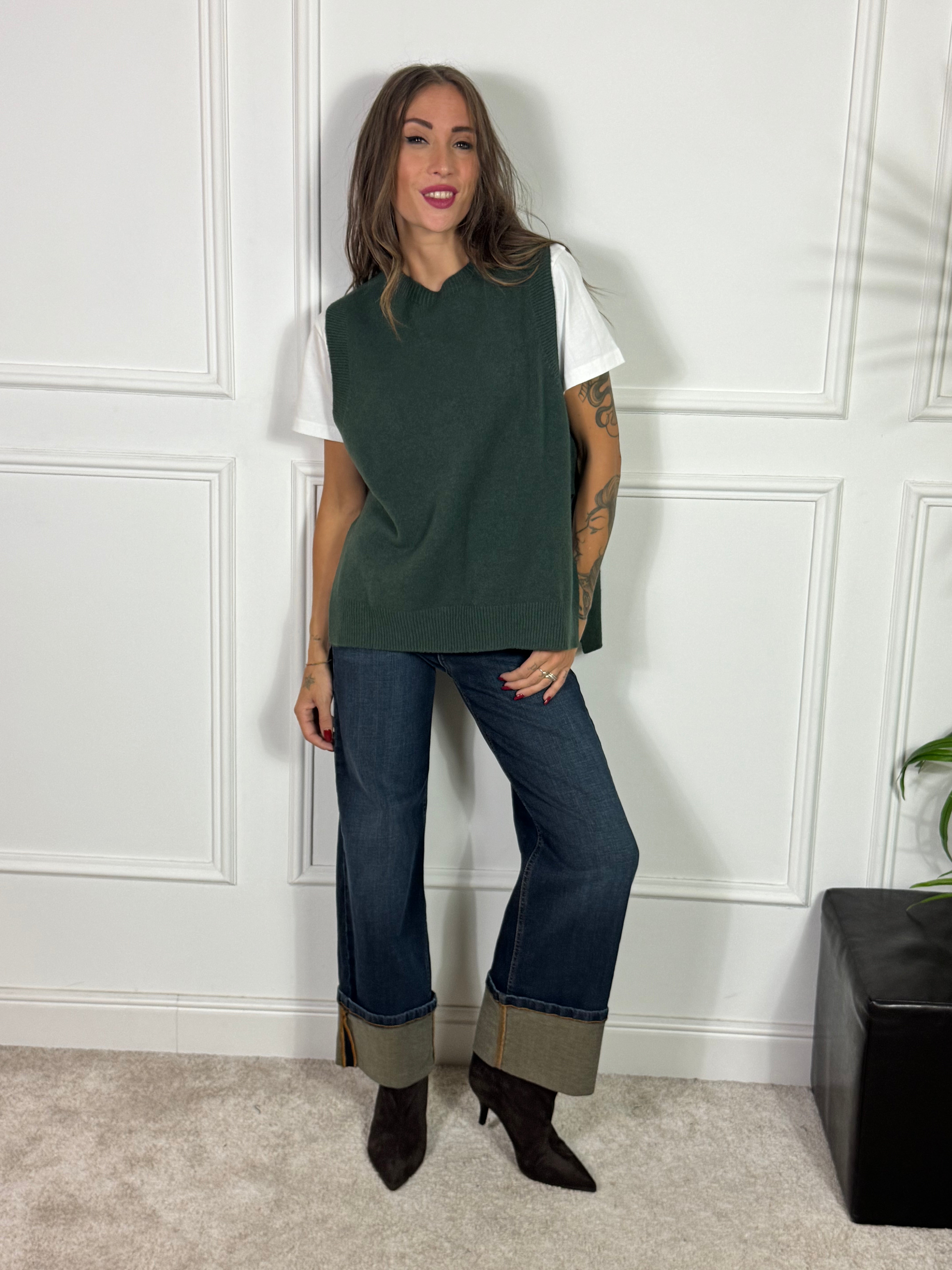 Maglia Gilet over spacchi a lato Manila Grace