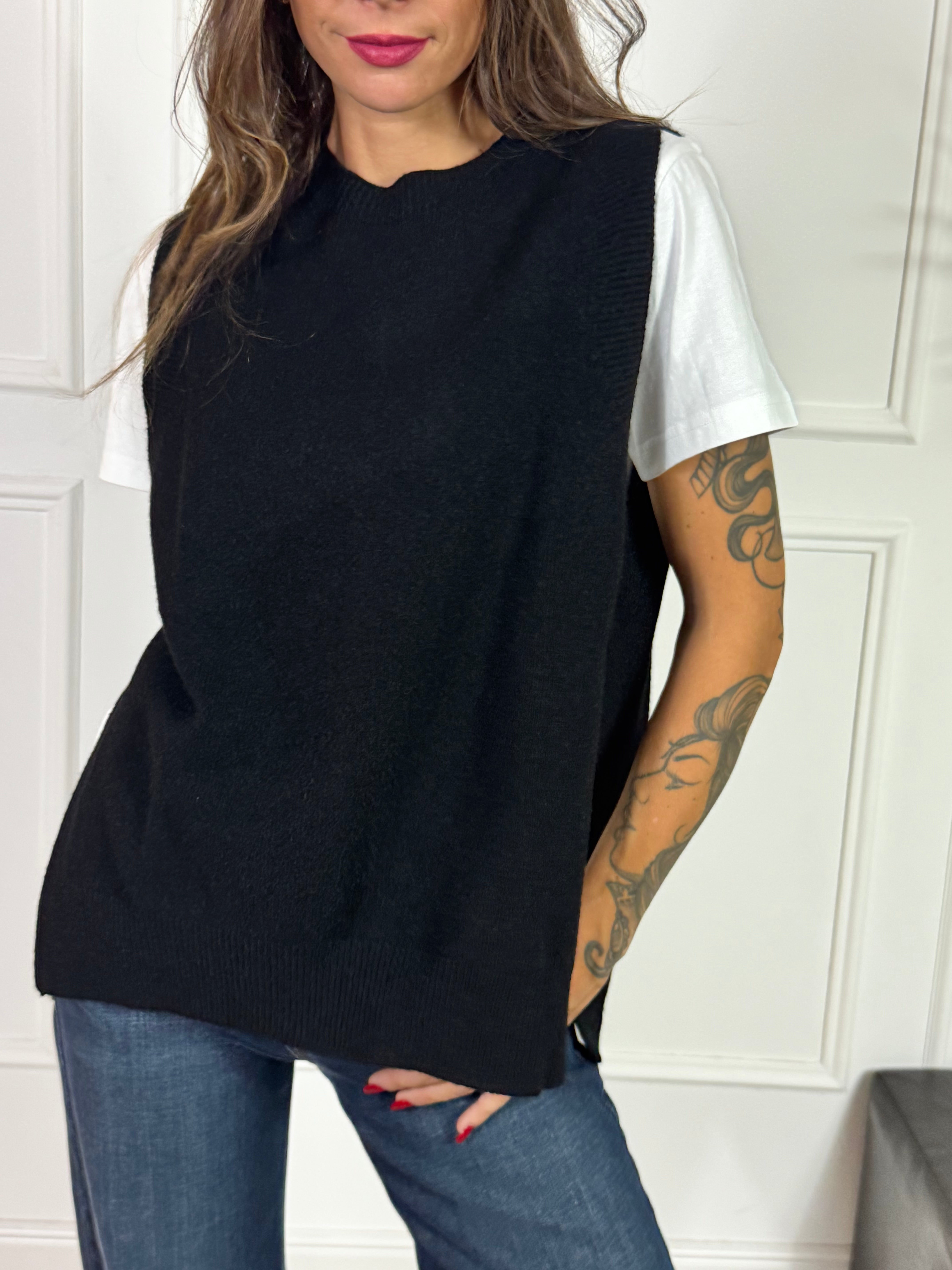 Maglia Gilet over spacchi a lato Manila Grace