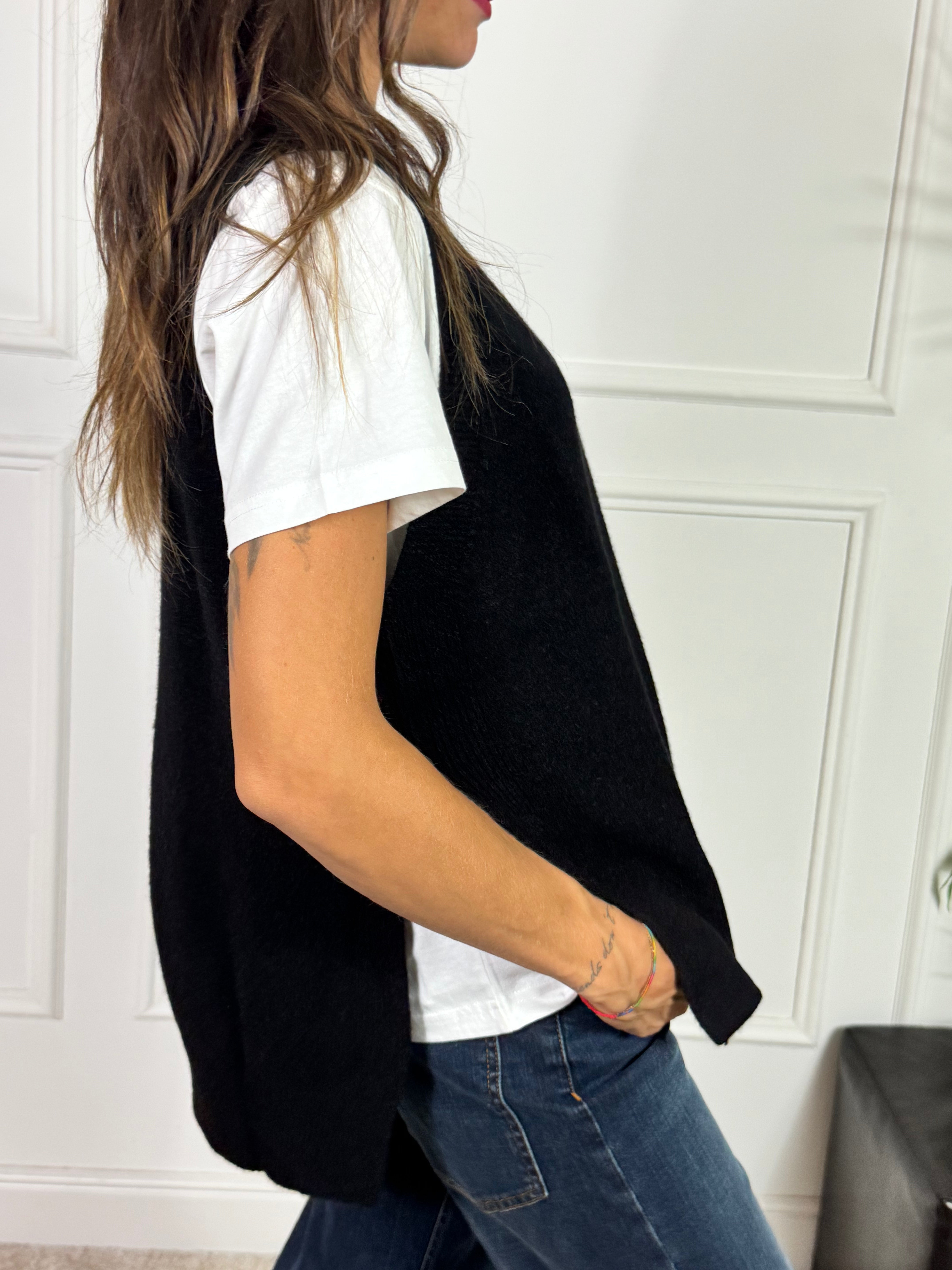 Maglia Gilet over spacchi a lato Manila Grace