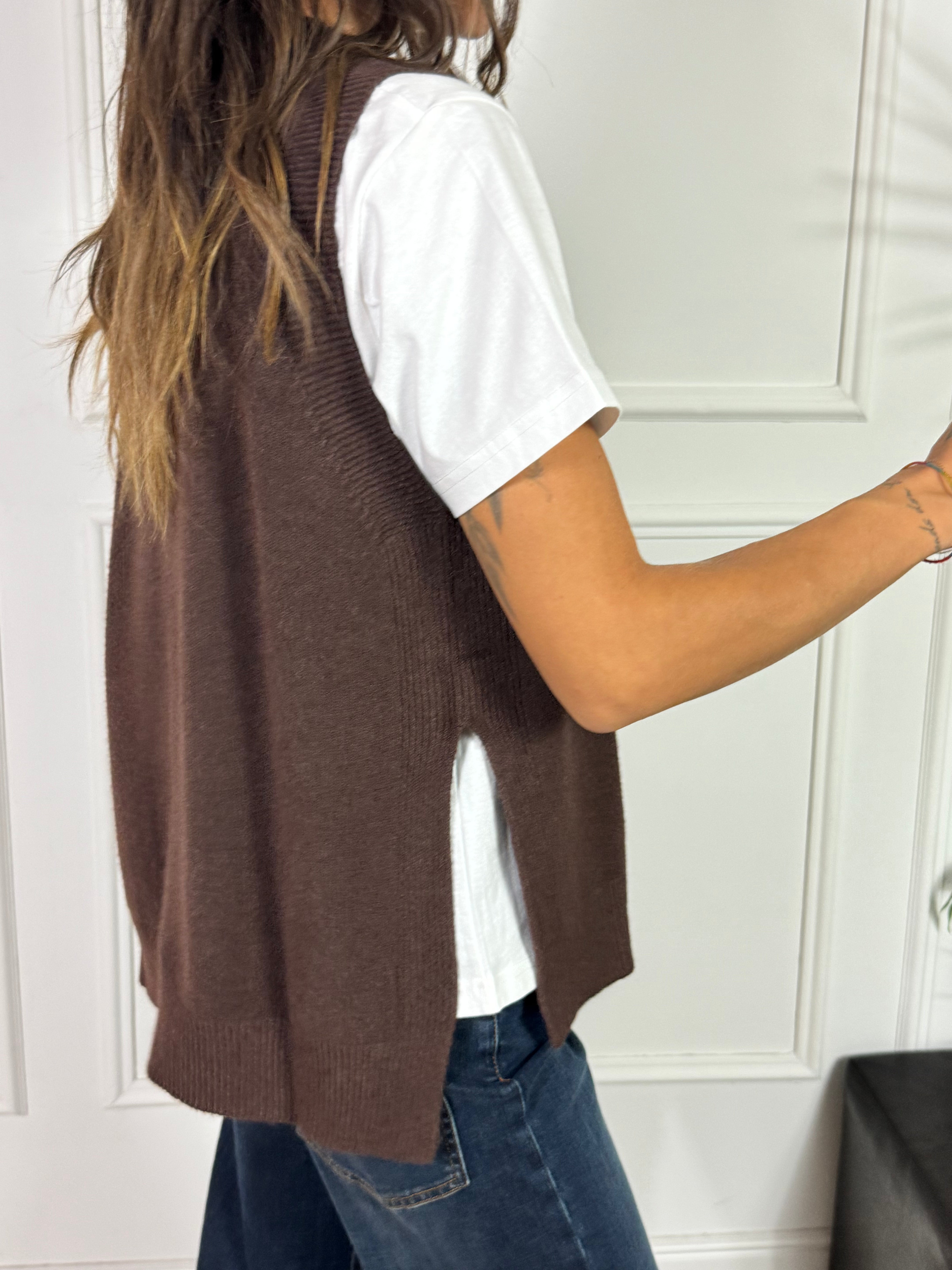 Maglia Gilet over spacchi a lato Manila Grace