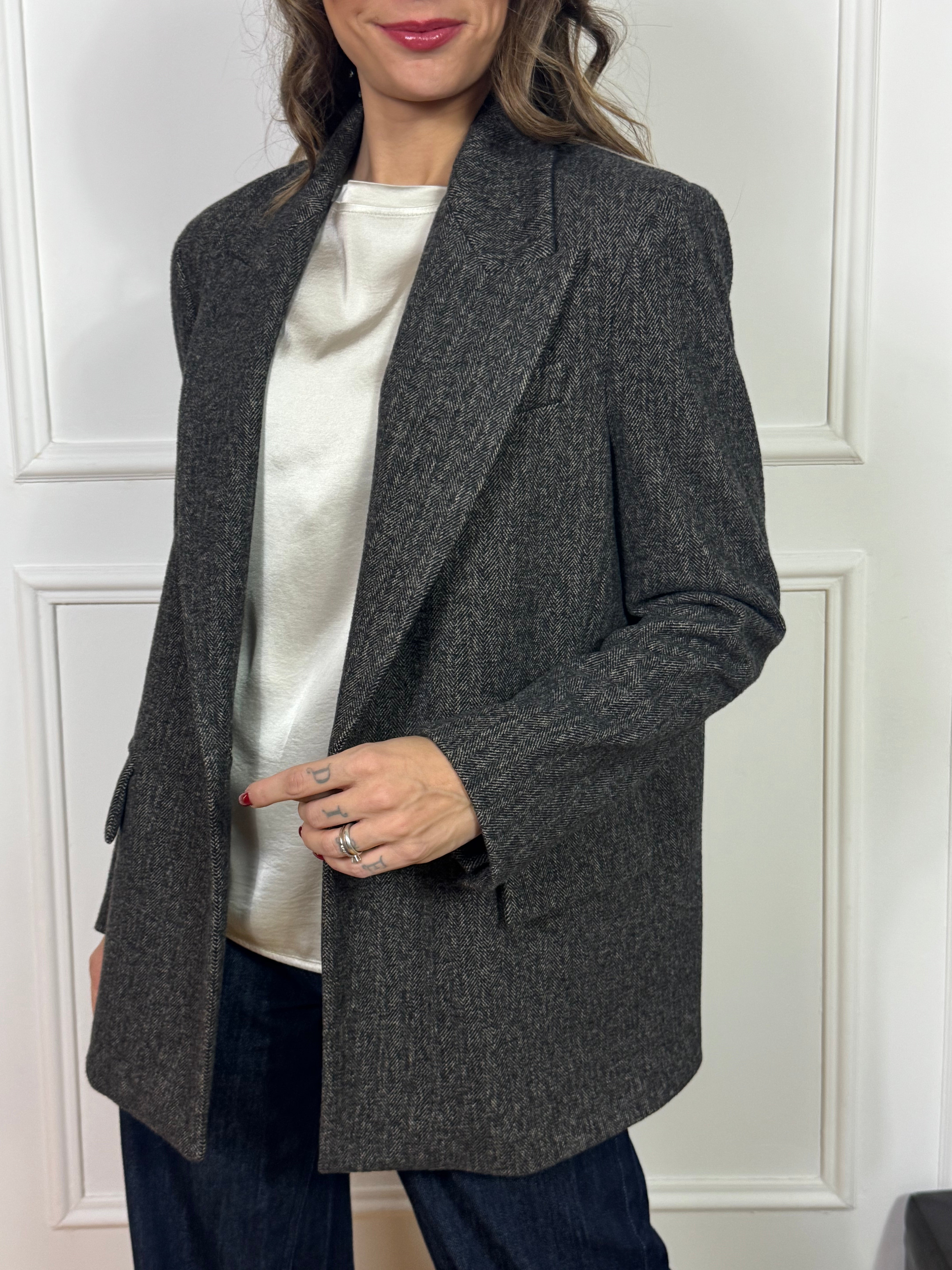 Giacca blazer oversize Kontatto bimateriale patch schiena 95