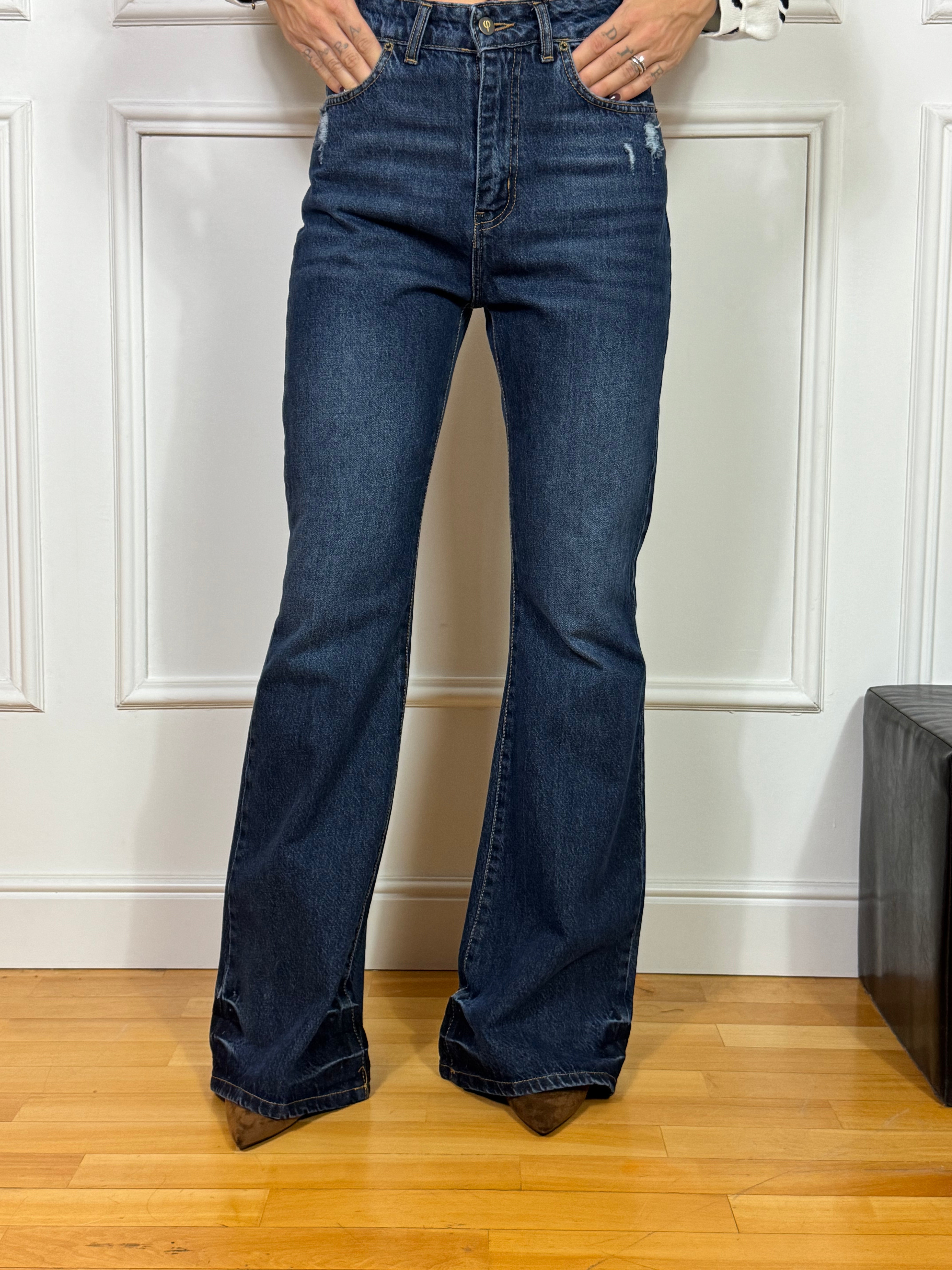 Jeans a ZAMPA  PHILIA LOFT - lavaggio DENIM CON ROTTURE