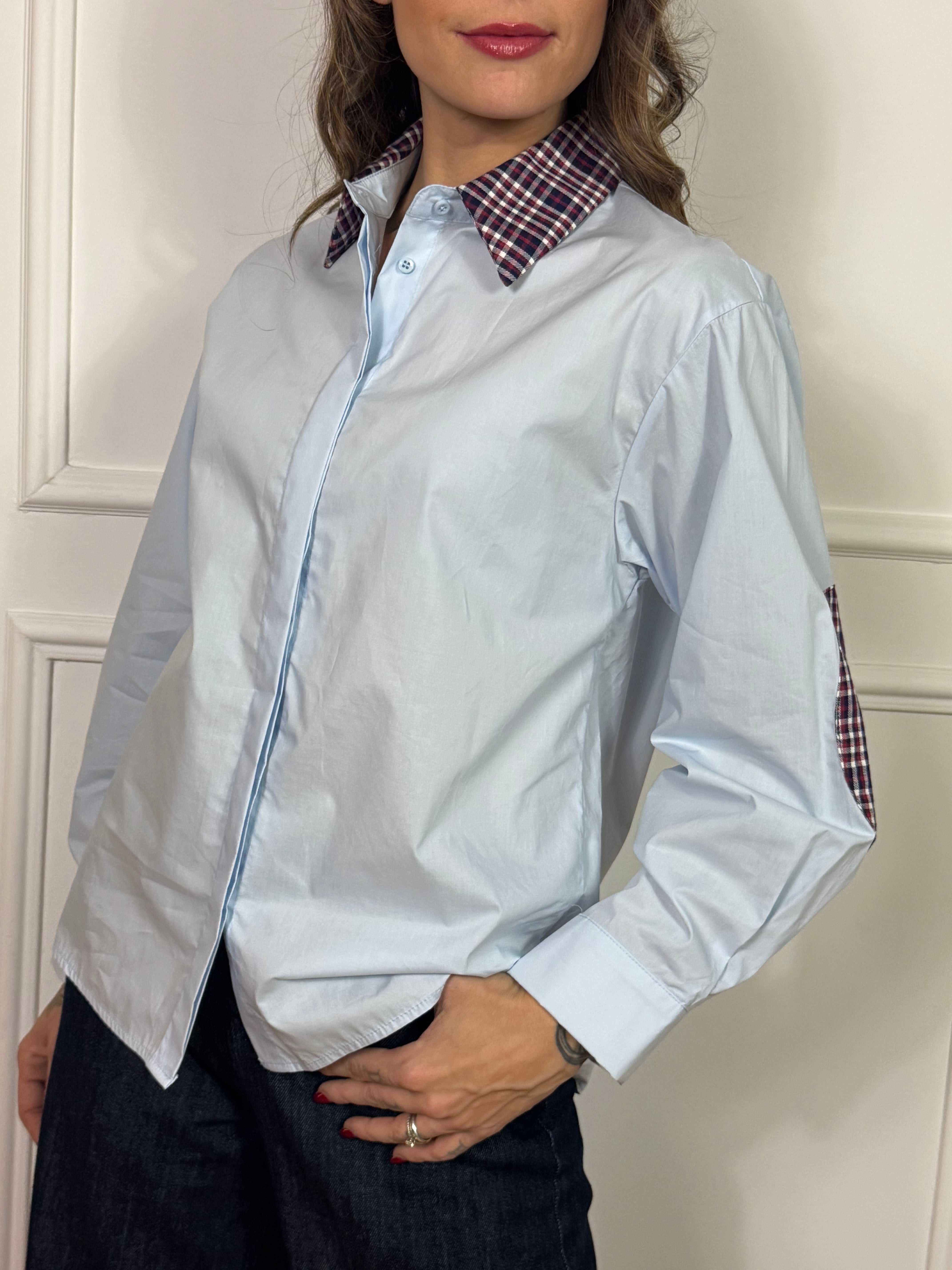 Camicia in cotone Kontatto con dettagli tartan