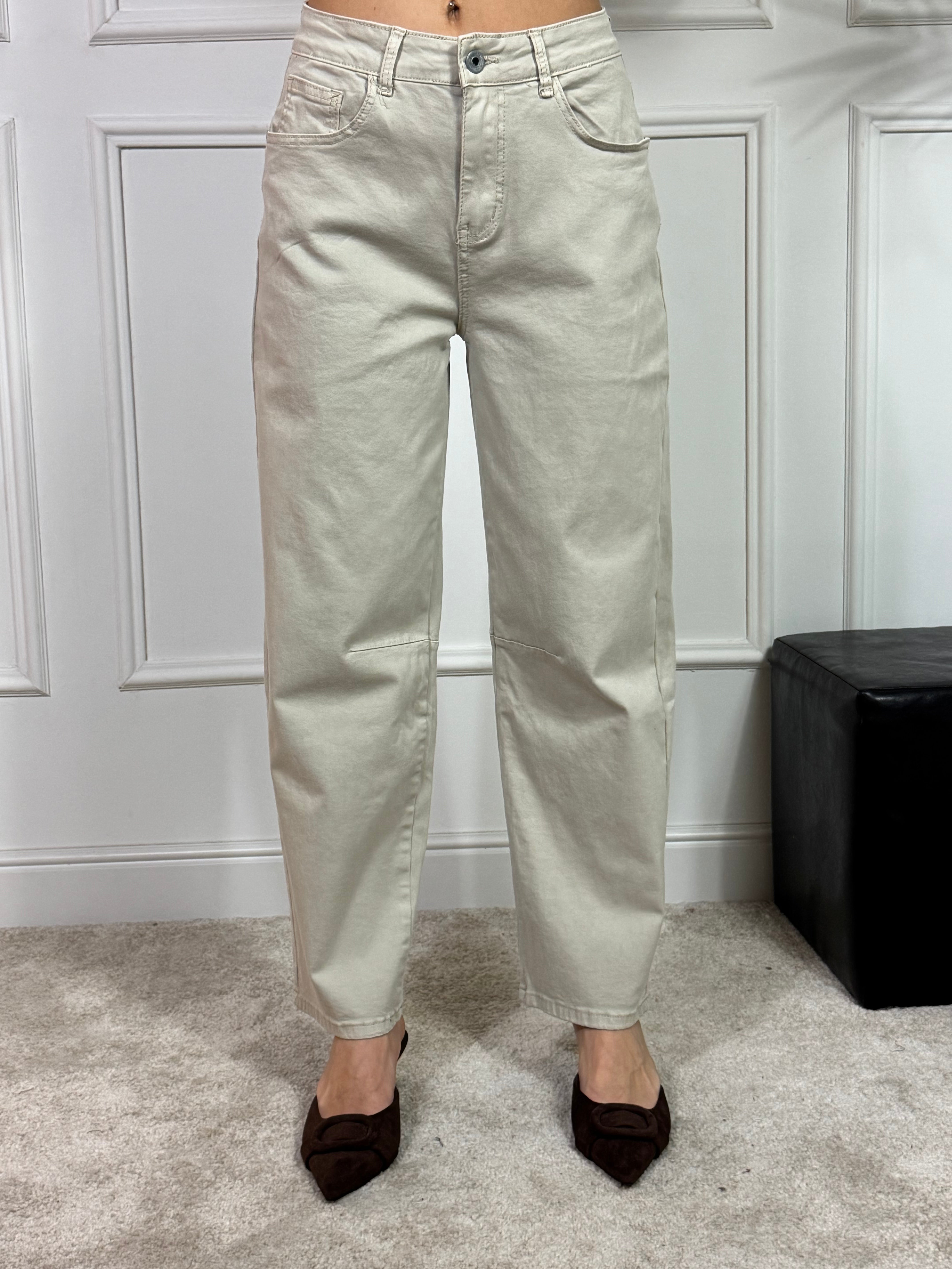 Jeans pantalone in cotone elasticizzato You Decide MOM - SABBIA