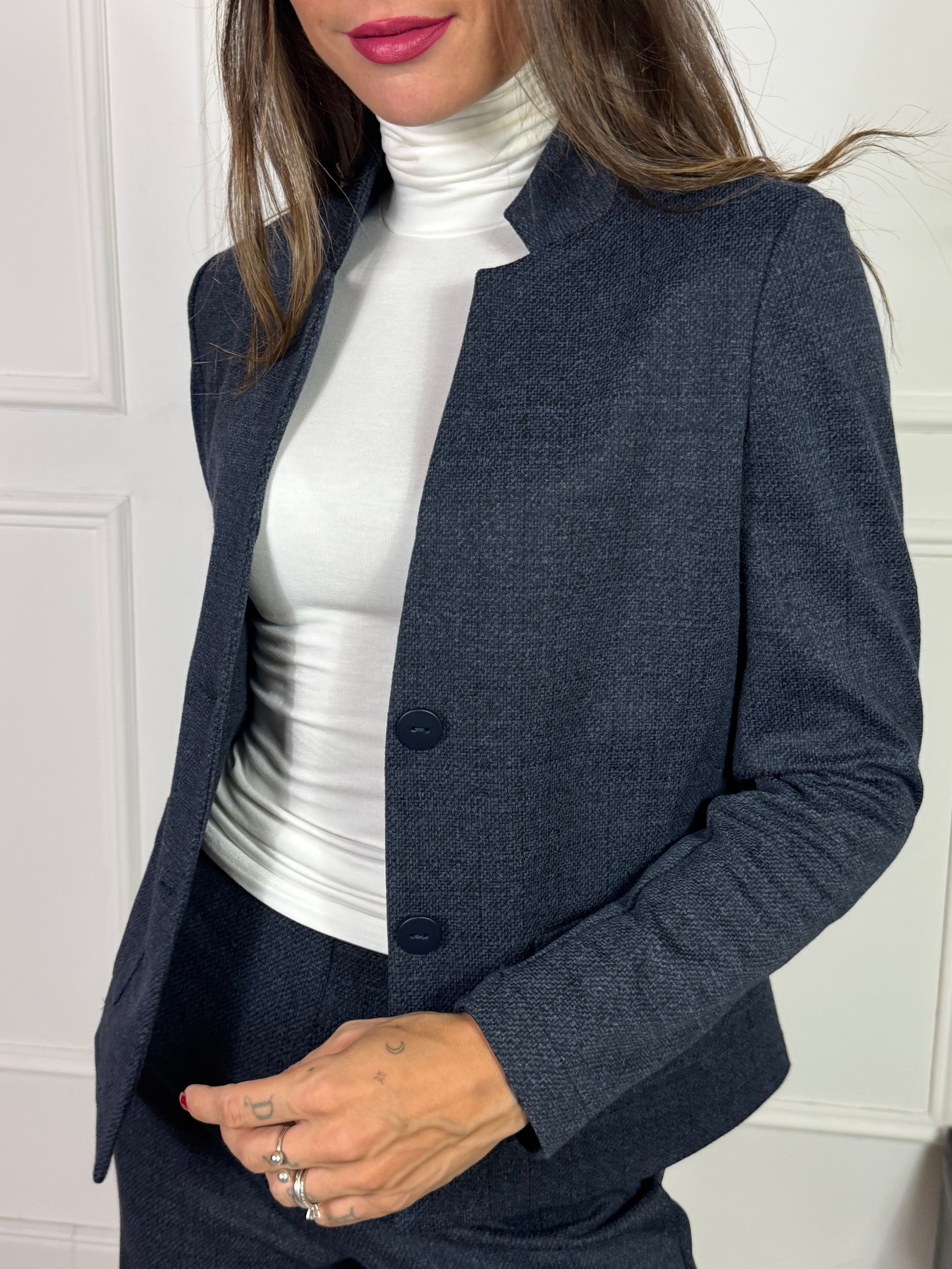 GIACCA blazer CORTO REVERS Ragno JACQUARD TEXTURE MELANGE