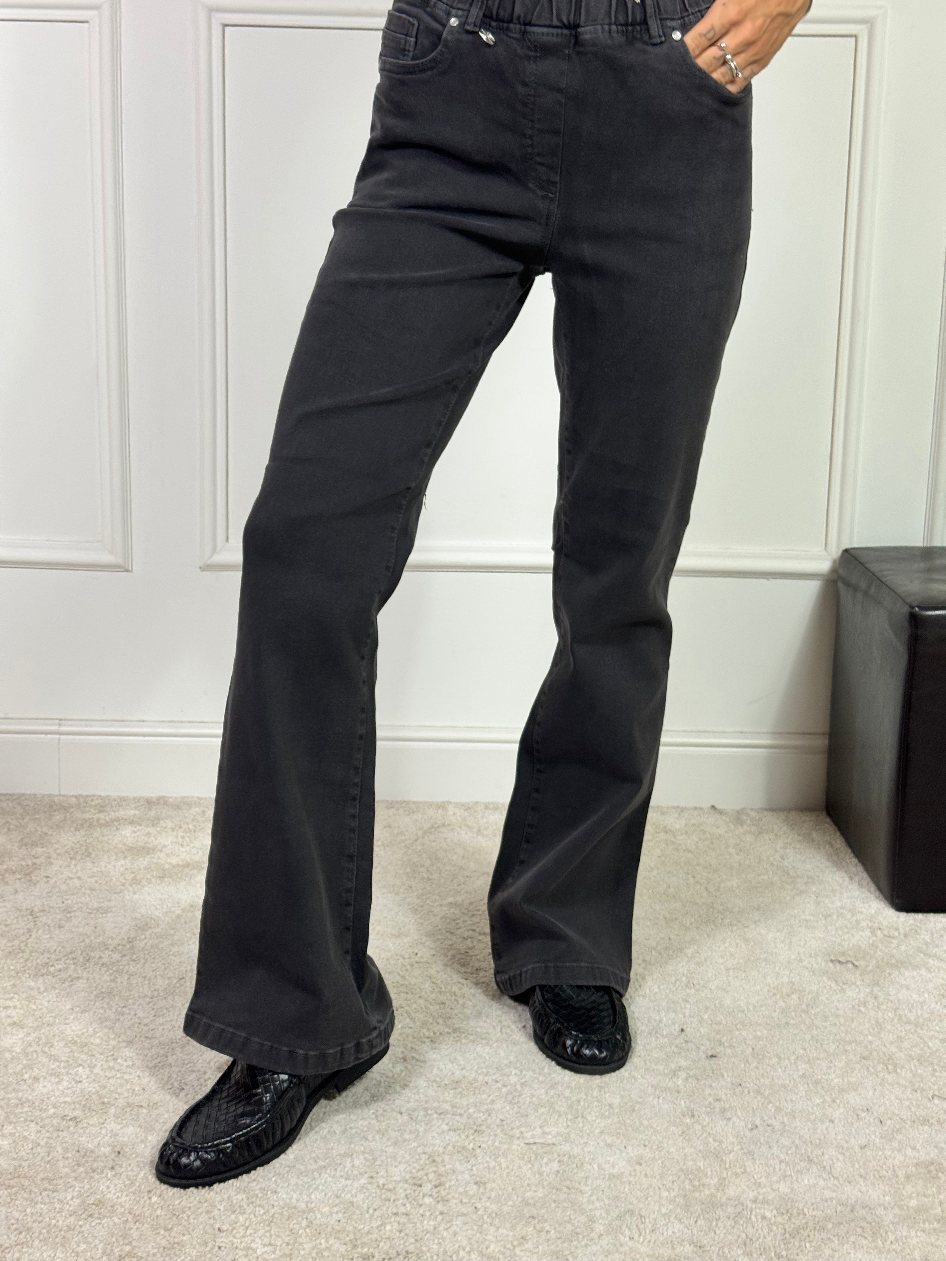 Pantalone JEANS Ragno FLARE ZAMPA - NERO DELAVE'