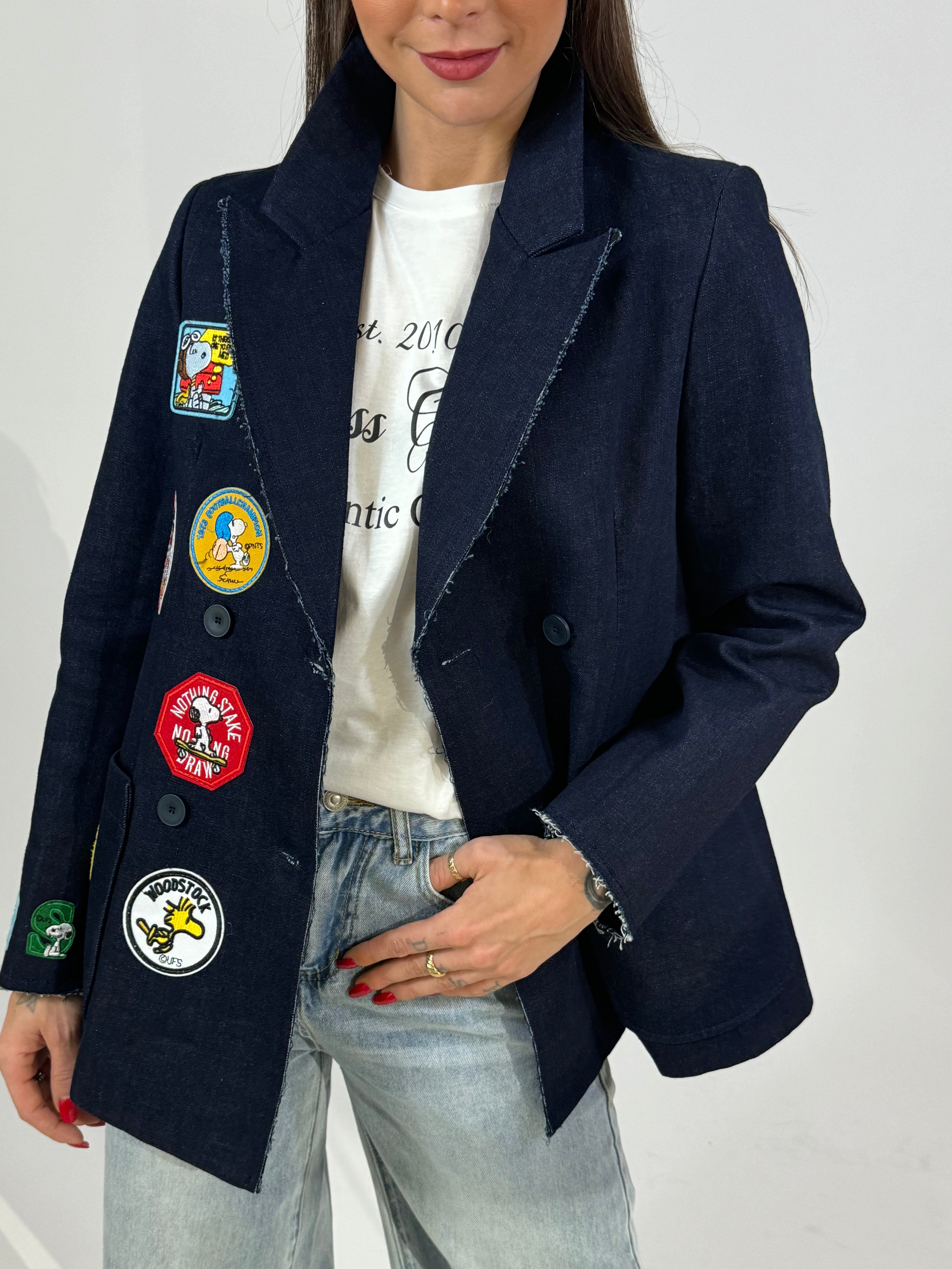 Giacca blazer Tensione In in jeans con patch Snoopy