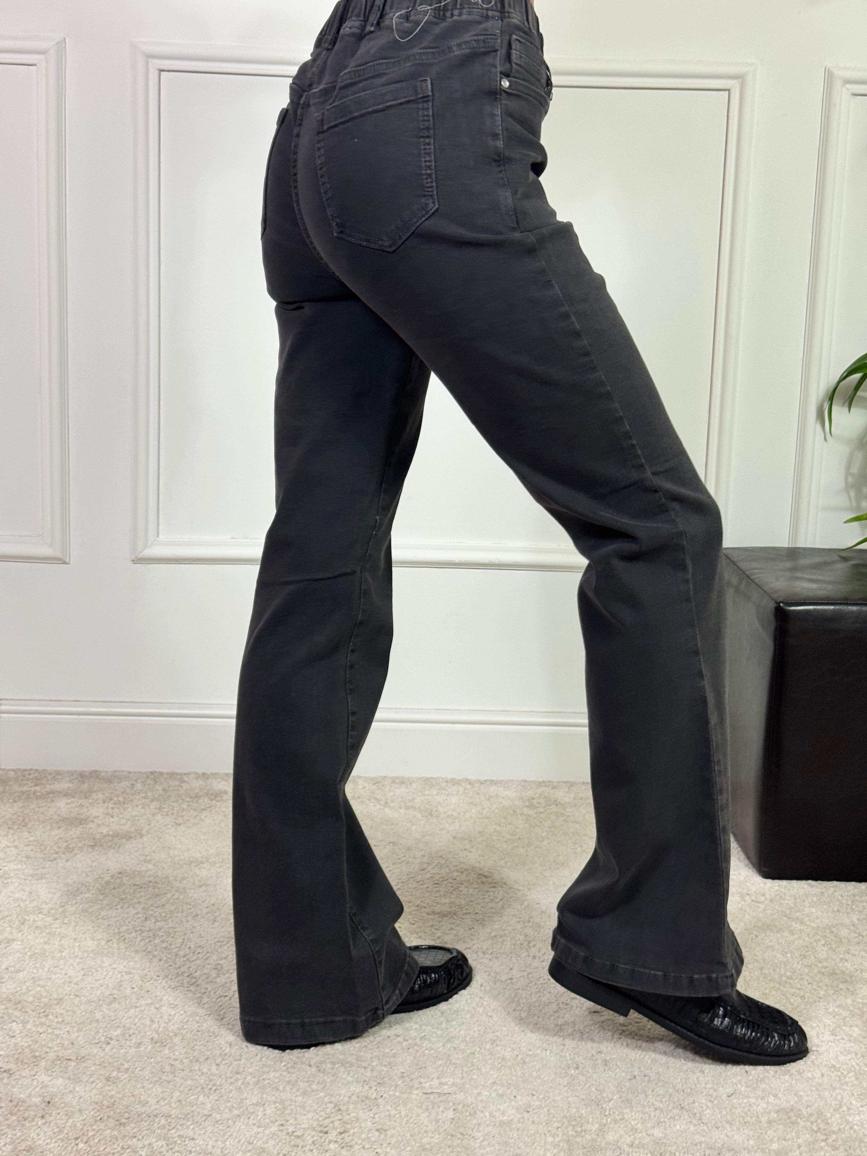 Pantalone JEANS Ragno FLARE ZAMPA - NERO DELAVE'