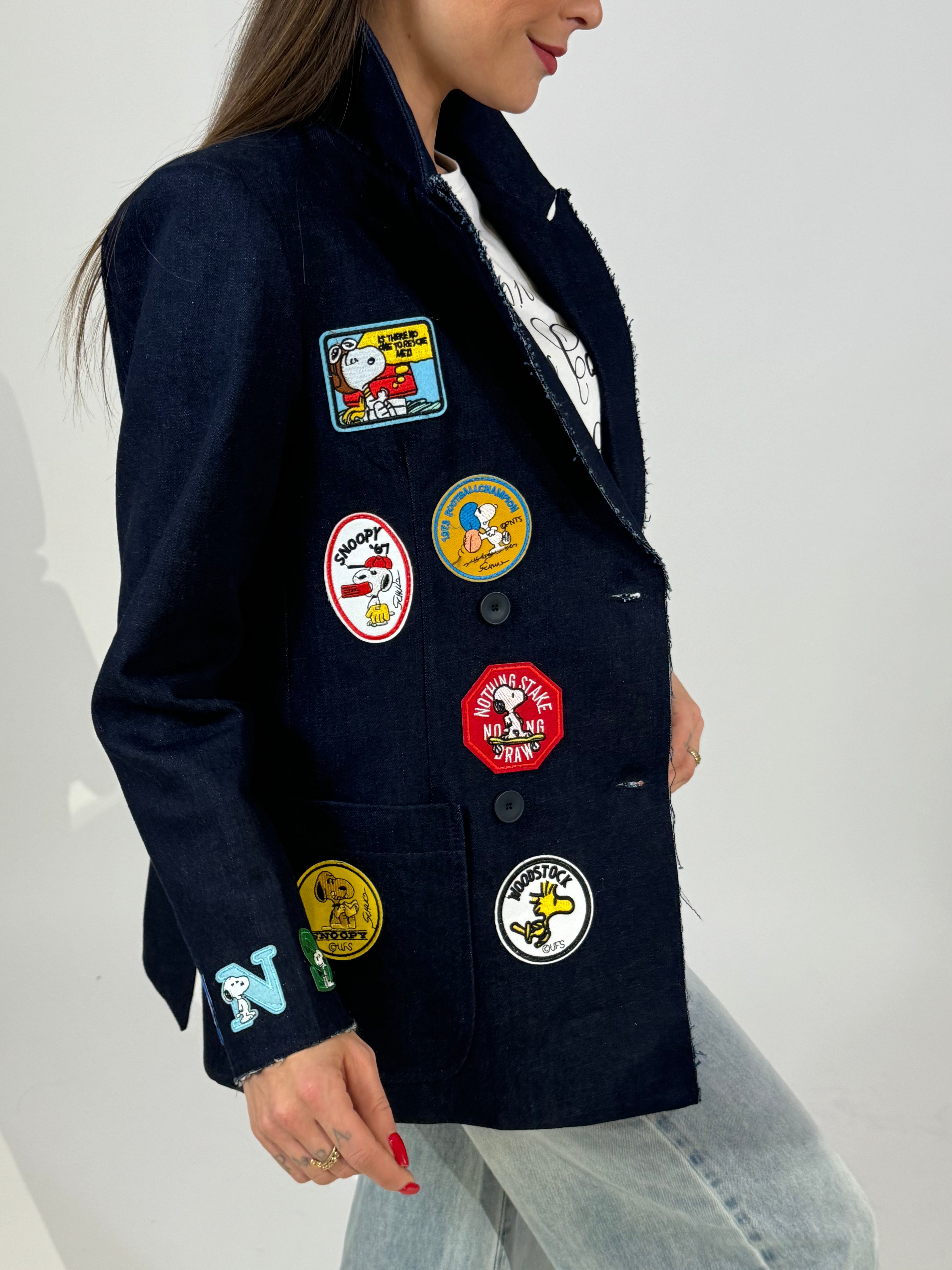 Giacca blazer Tensione In in jeans con patch Snoopy