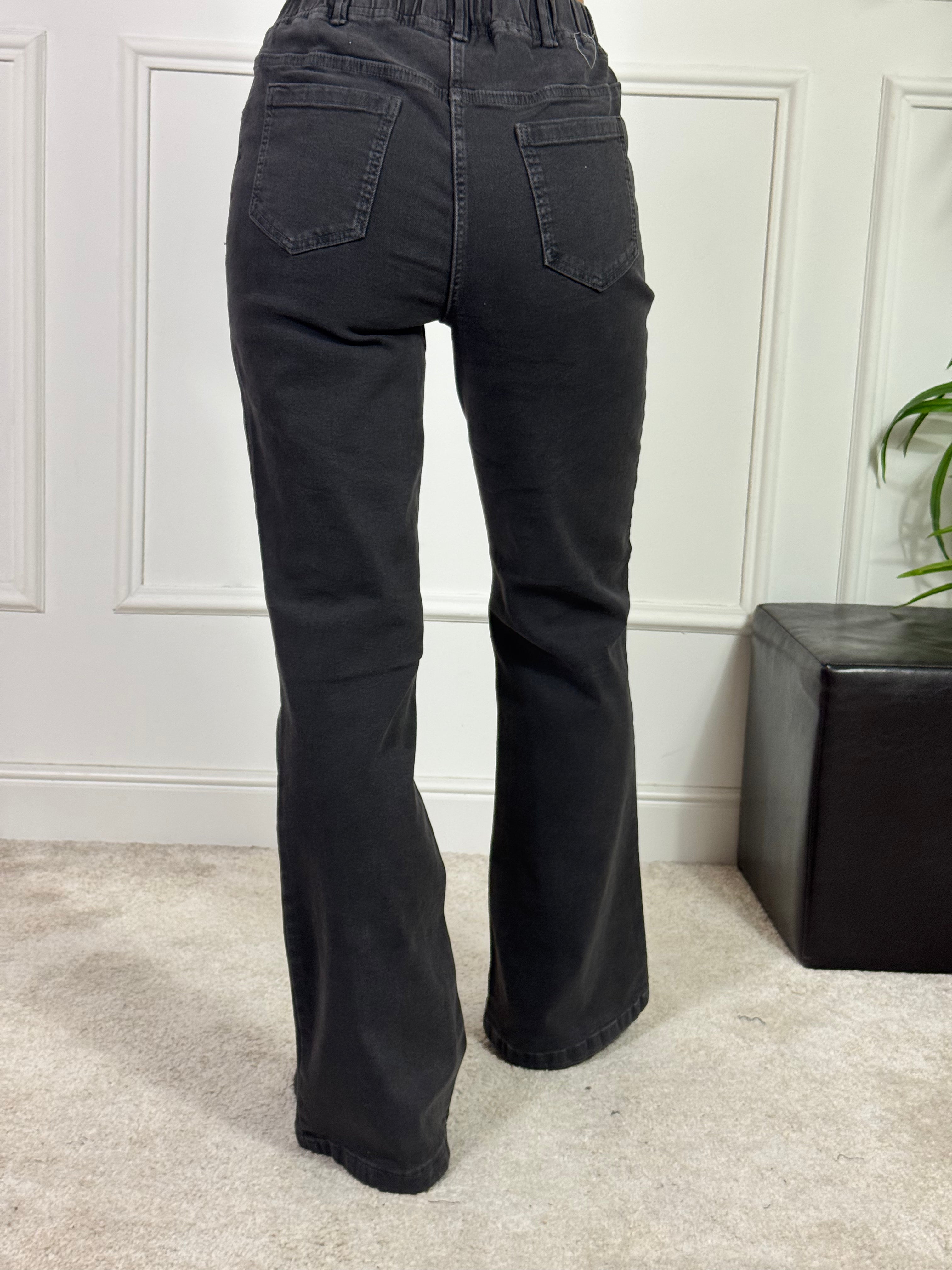Pantalone JEANS Ragno FLARE ZAMPA - NERO DELAVE'