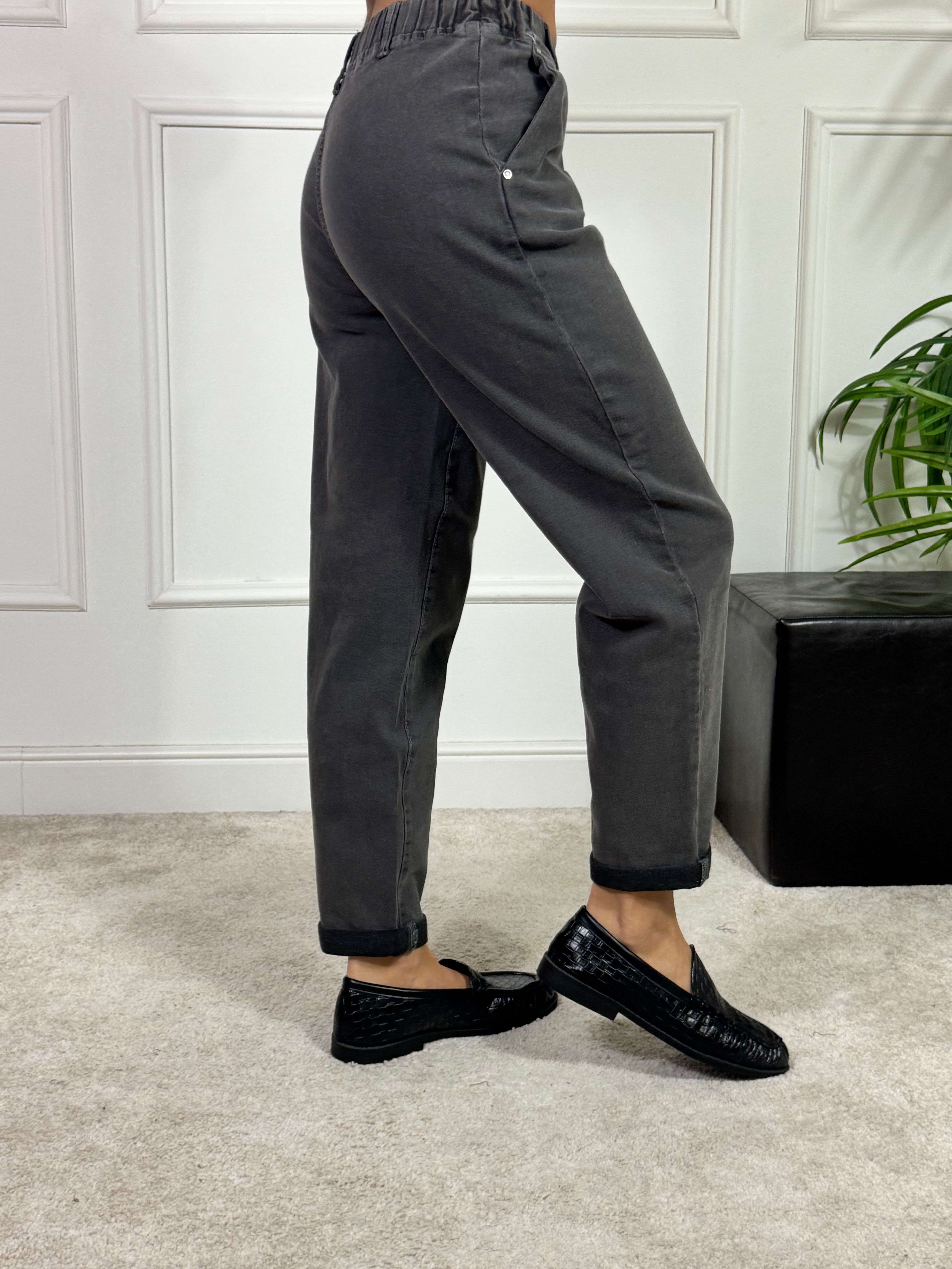 Pantalone JEANS Ragno OVETTO CARROT - NERO DELAVE'