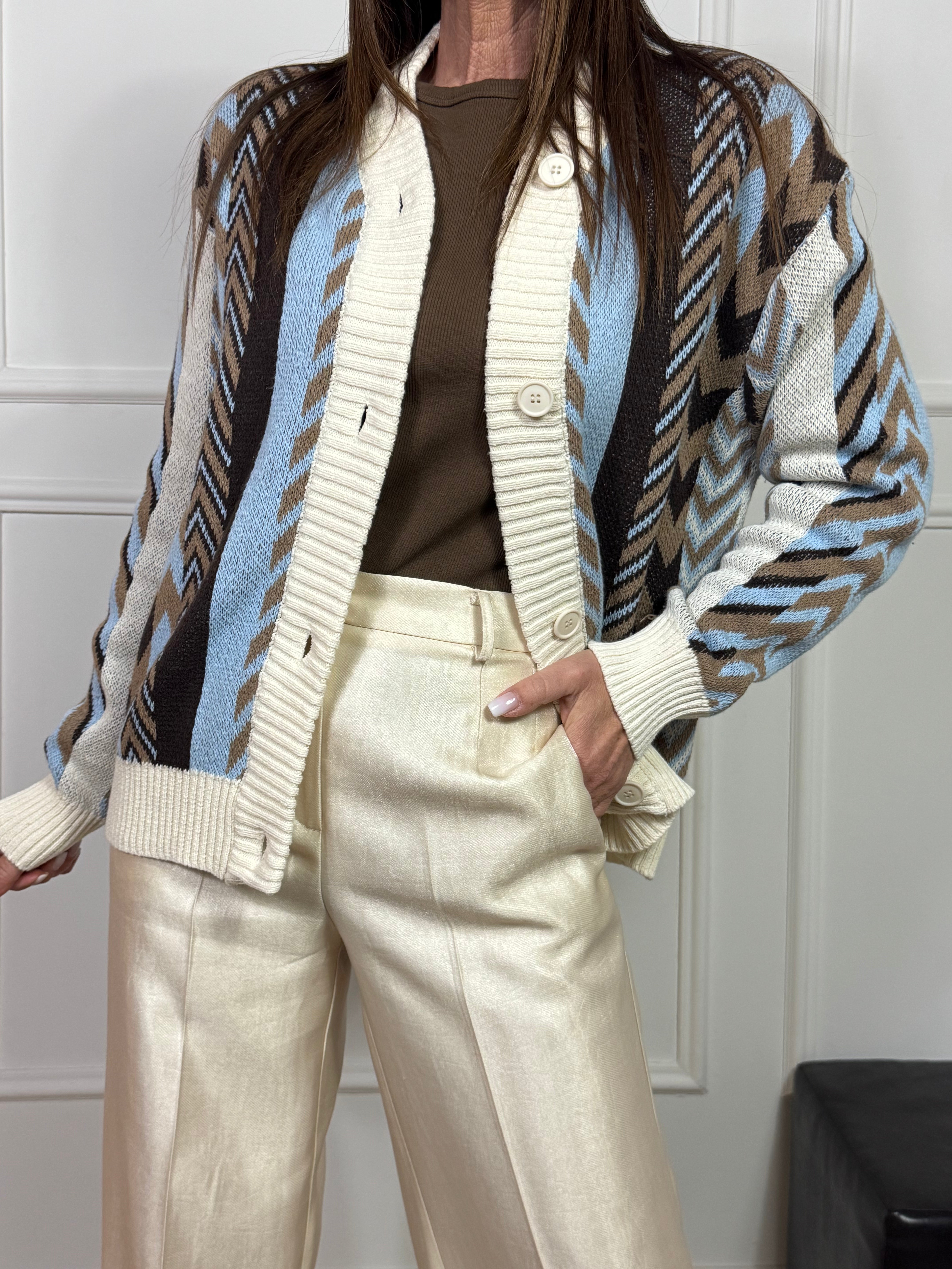 Cardigan con bottoni Have One fantasia ETNICA