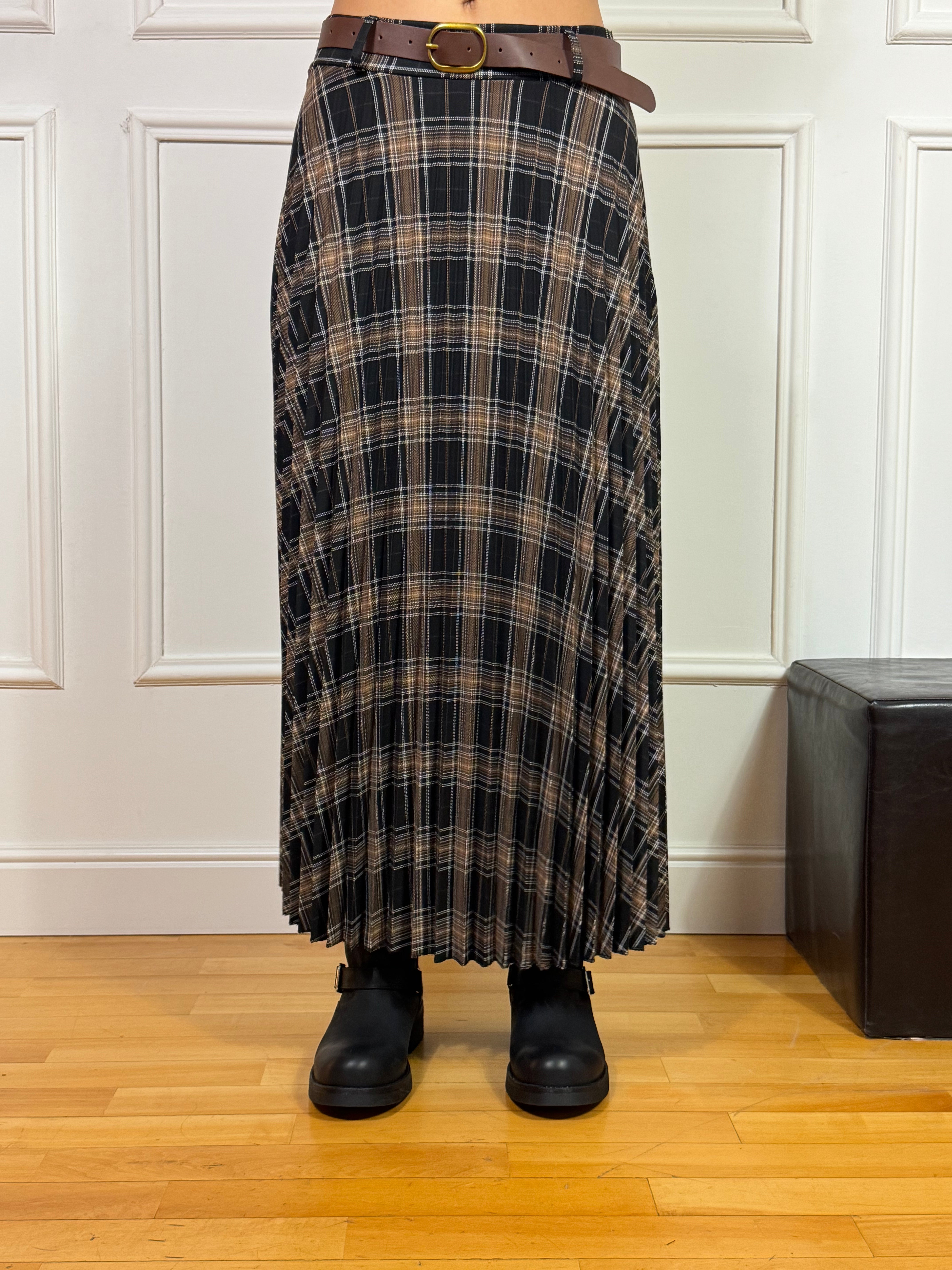 Gonna con cintura Susy Mix plissettata fantasia Principe di Galles