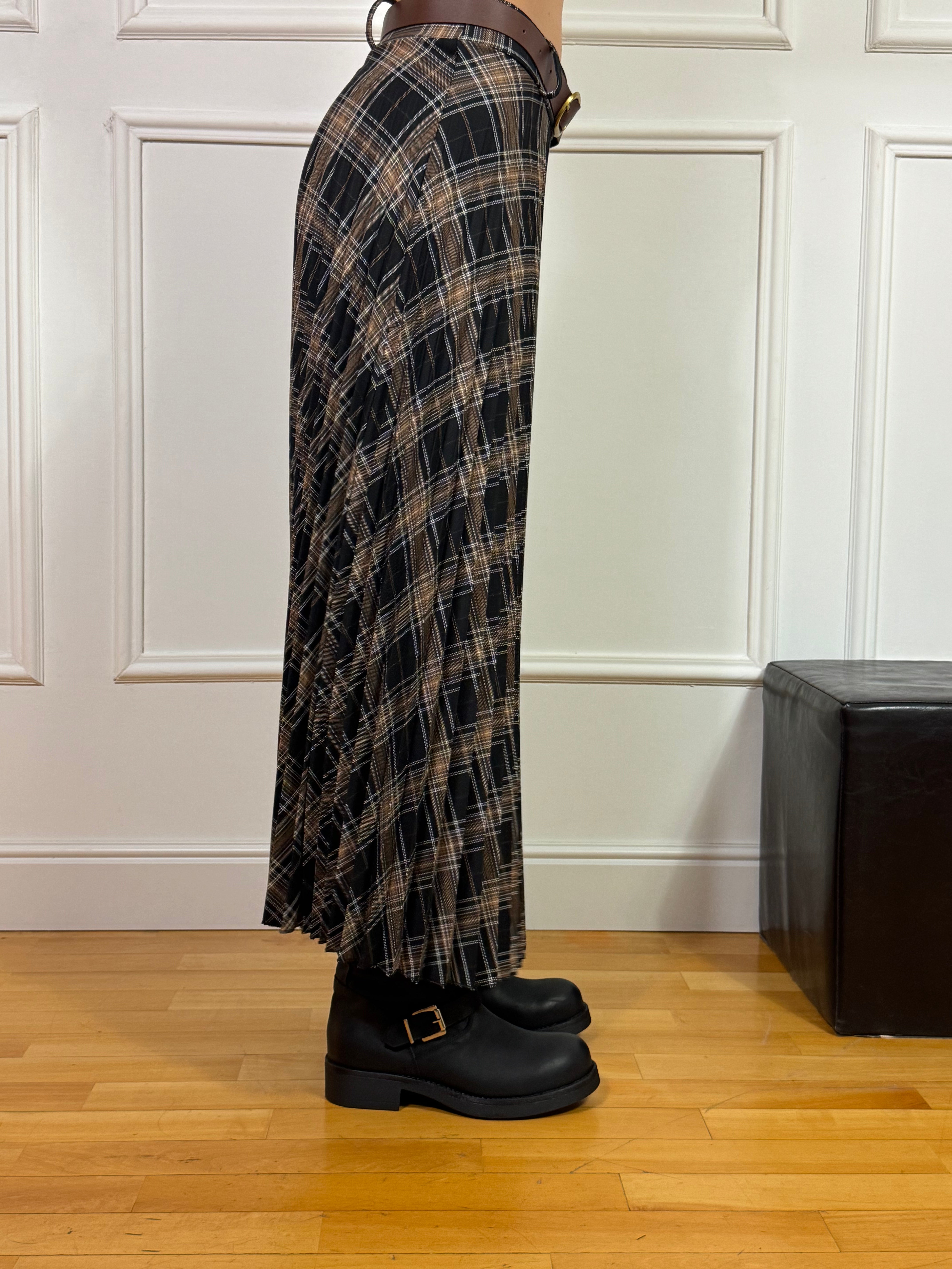 Gonna con cintura Susy Mix plissettata fantasia Principe di Galles