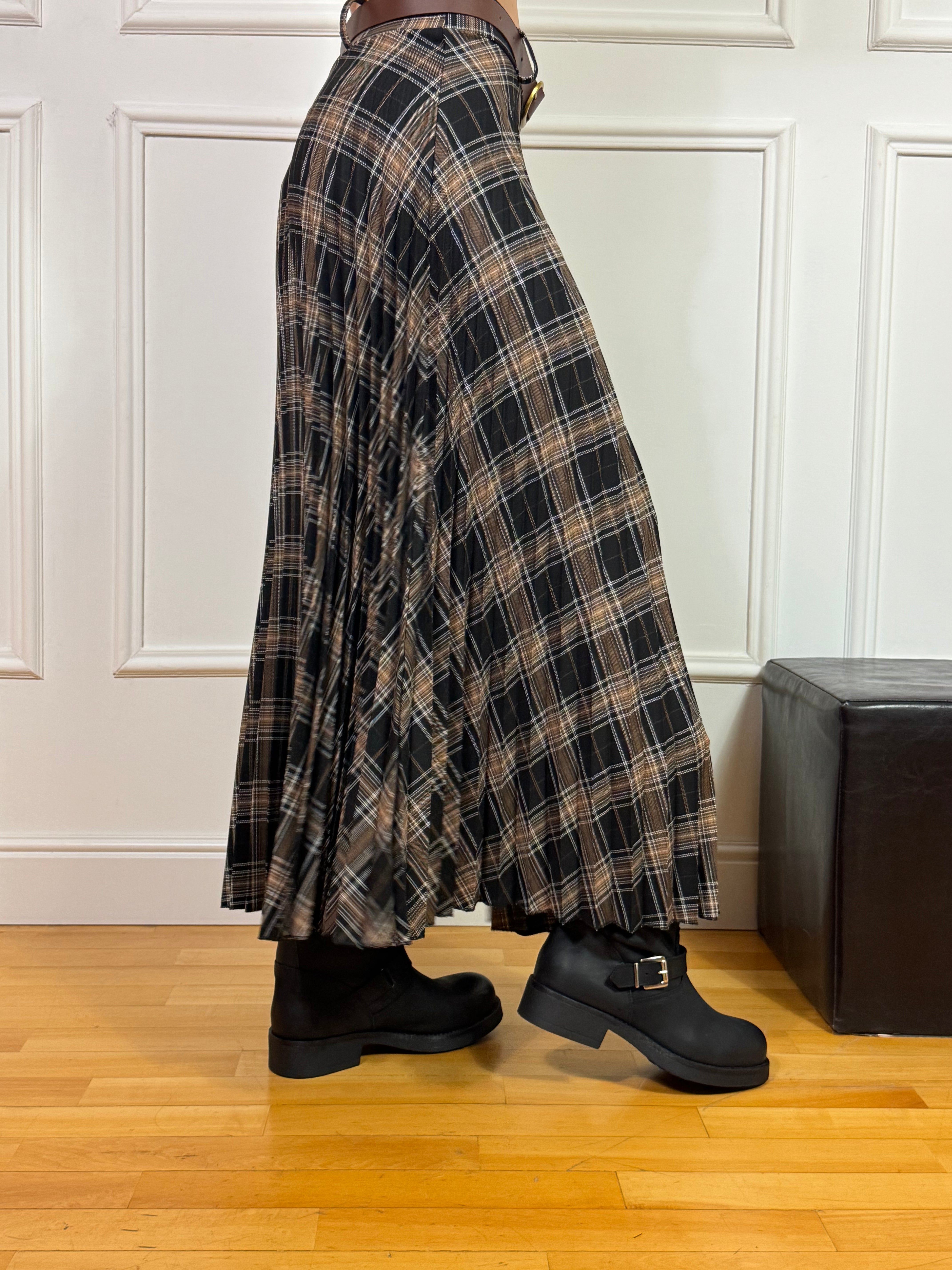 Gonna con cintura Susy Mix plissettata fantasia Principe di Galles