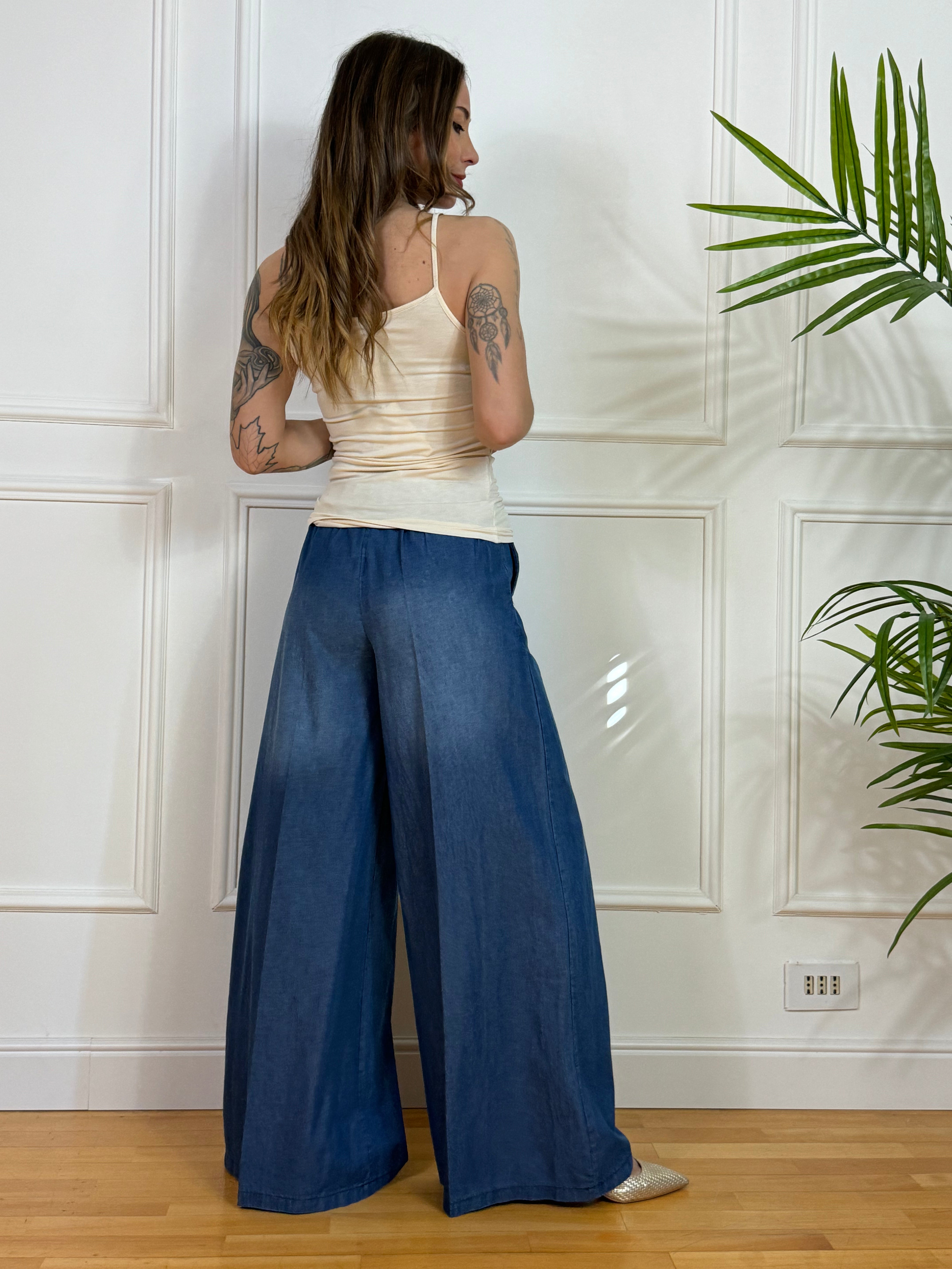 Pantalone chambray Susy Mix a PALAZZO