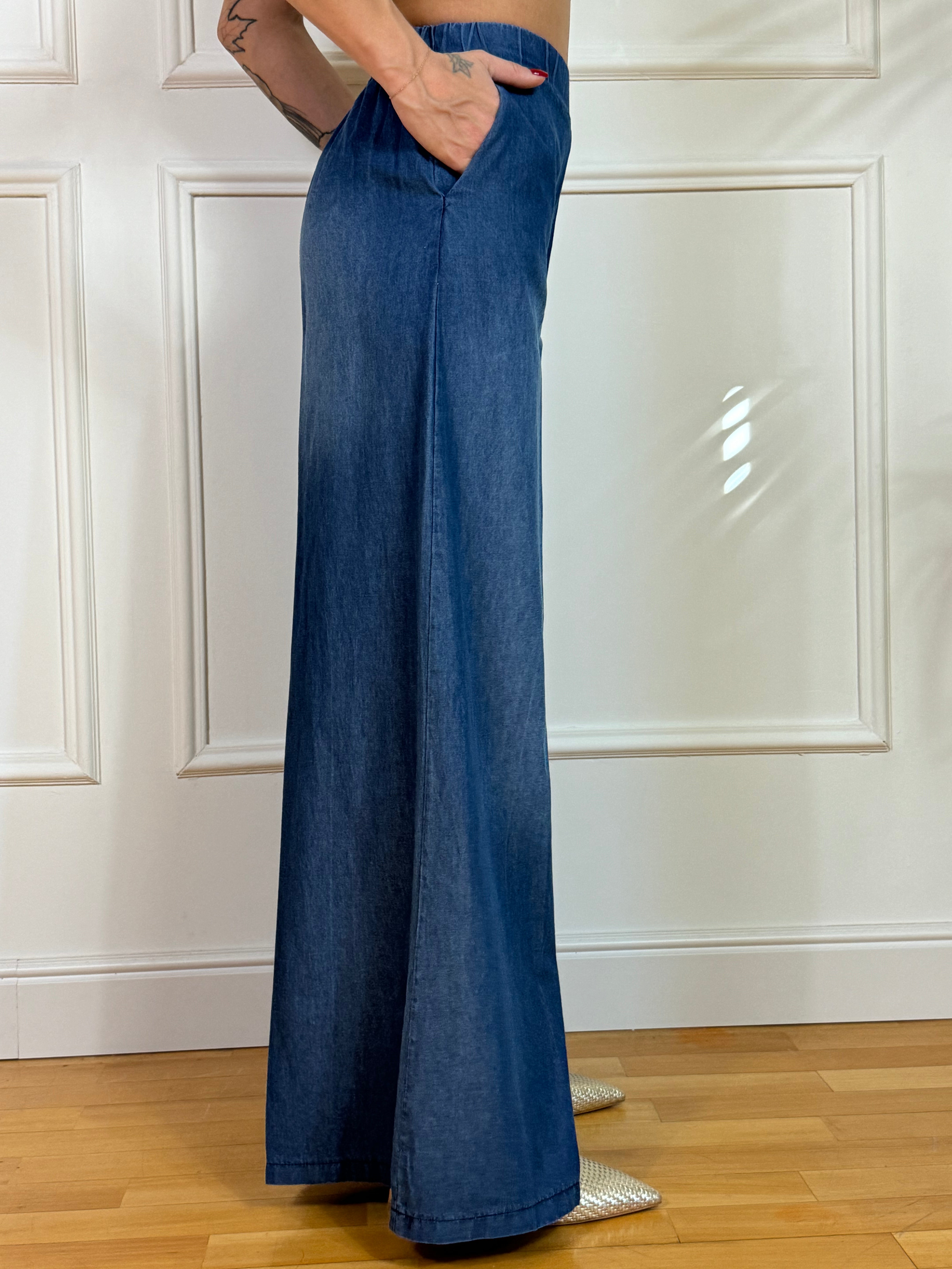Pantalone chambray Susy Mix a PALAZZO