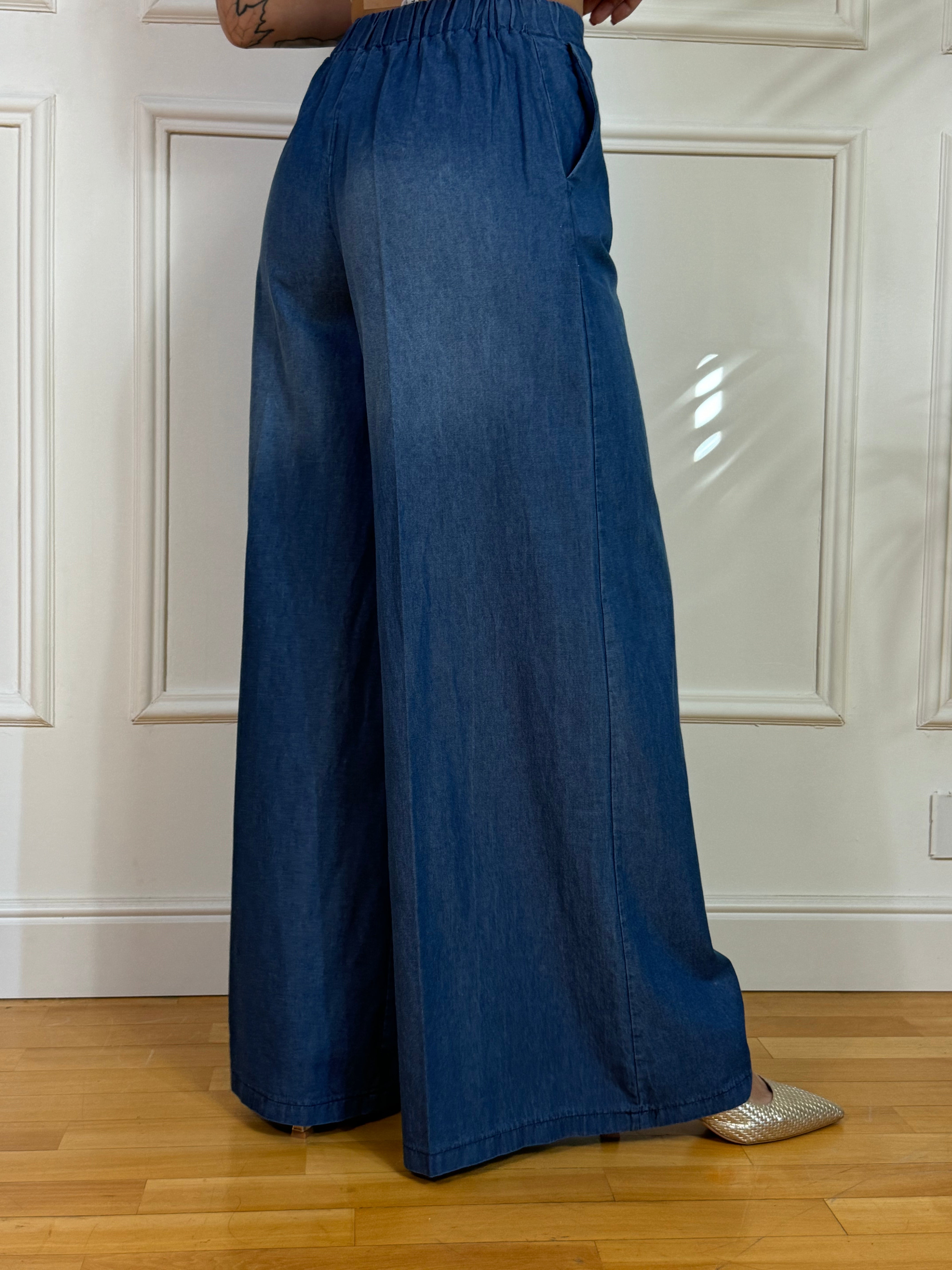 Pantalone chambray Susy Mix a PALAZZO