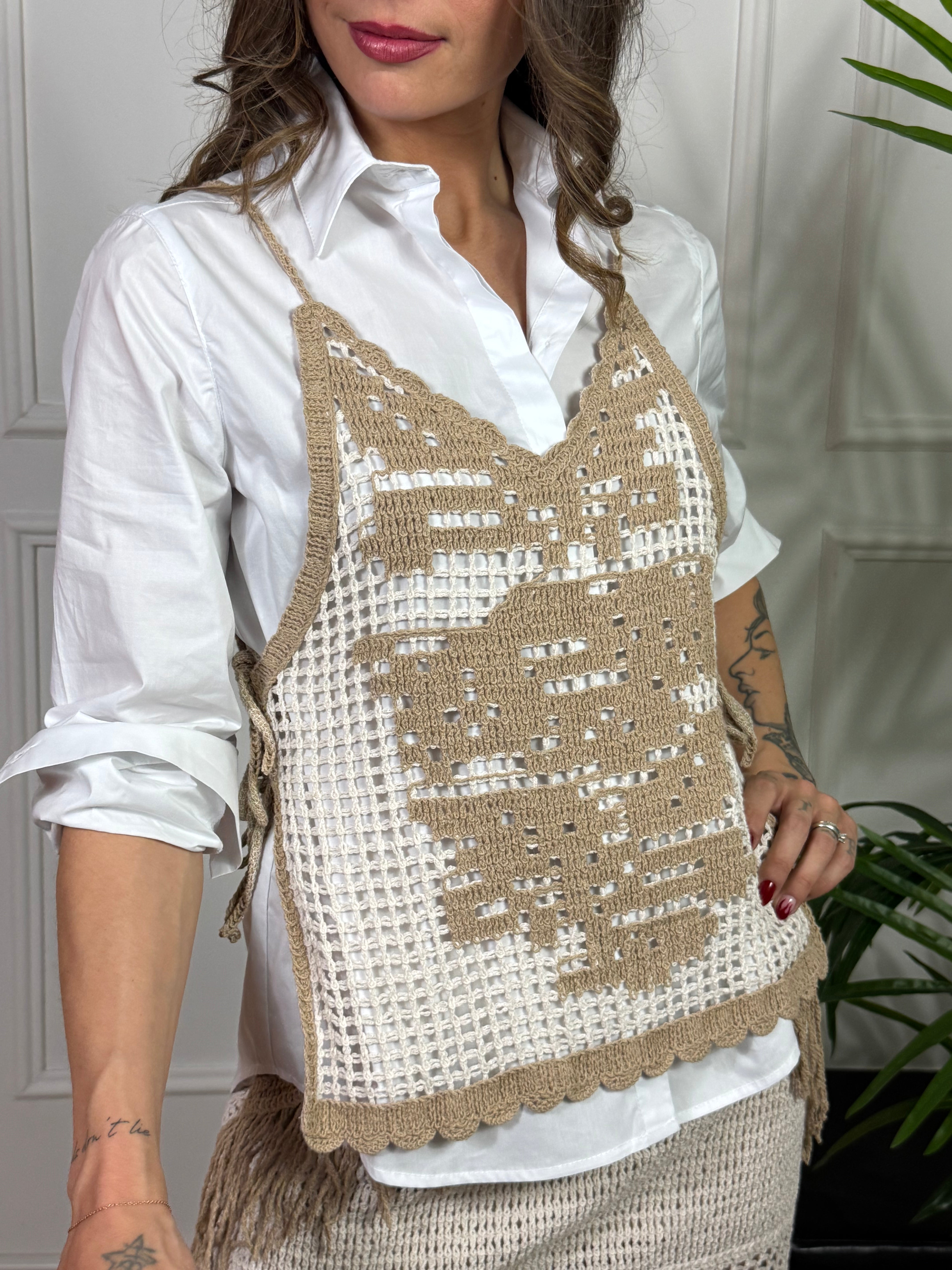 Camicia in cotone popeline KONTATTO + top crochet