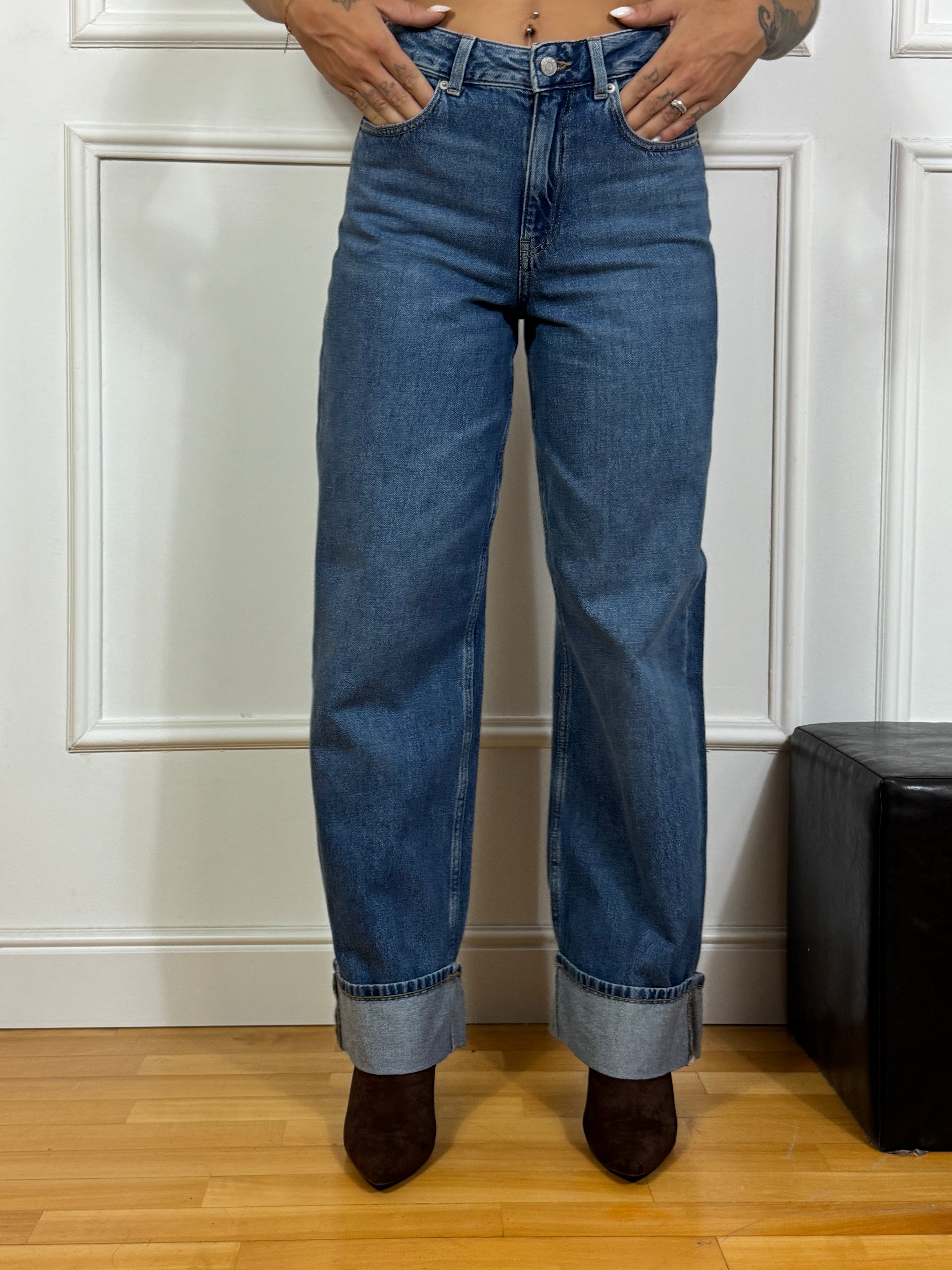 Jeans JJXX TOKYO WIDE - CON RISVOLTO - lavaggio MEDIUM BLUE DENIM