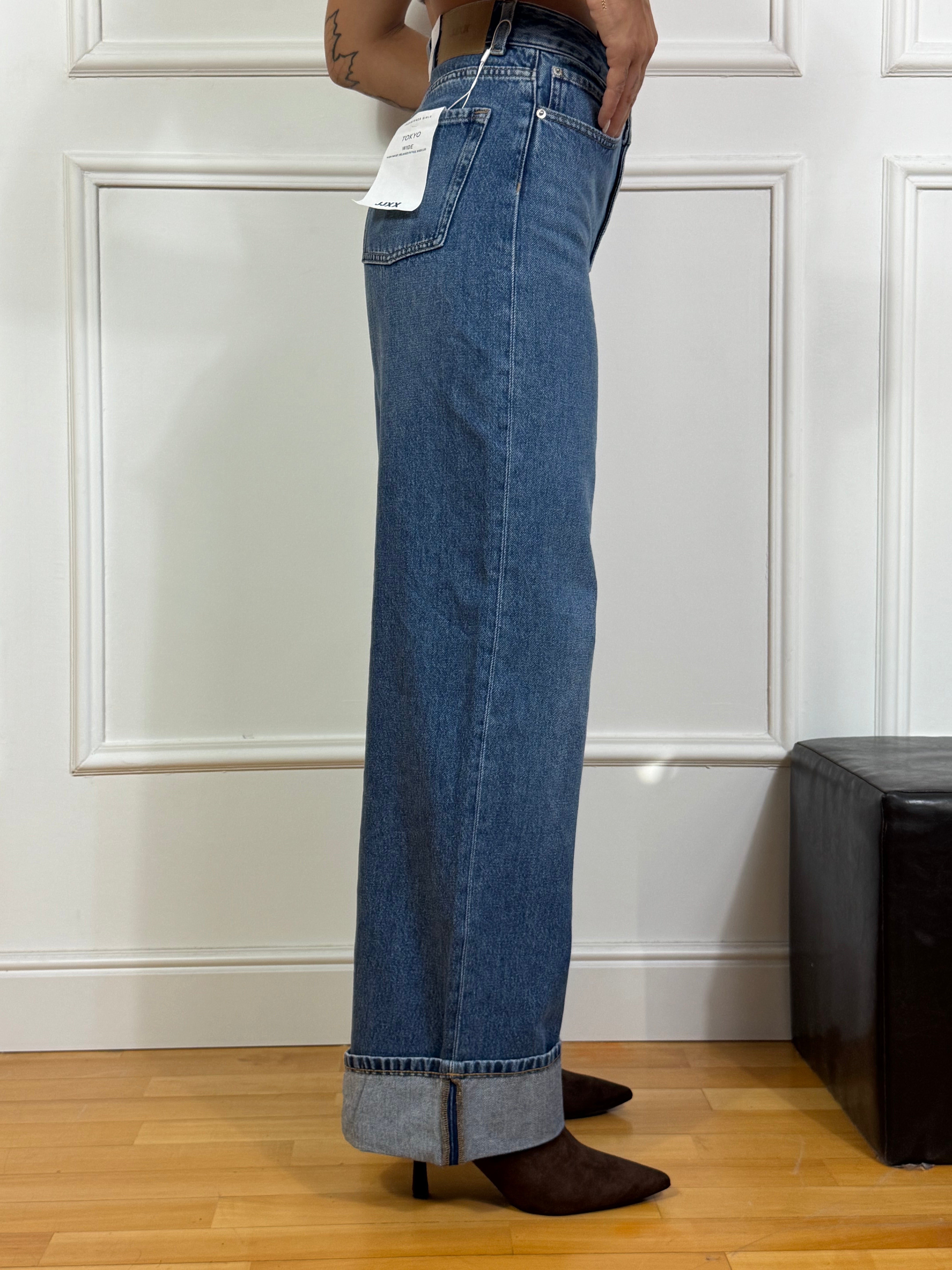 Jeans JJXX TOKYO WIDE - CON RISVOLTO - lavaggio MEDIUM BLUE DENIM