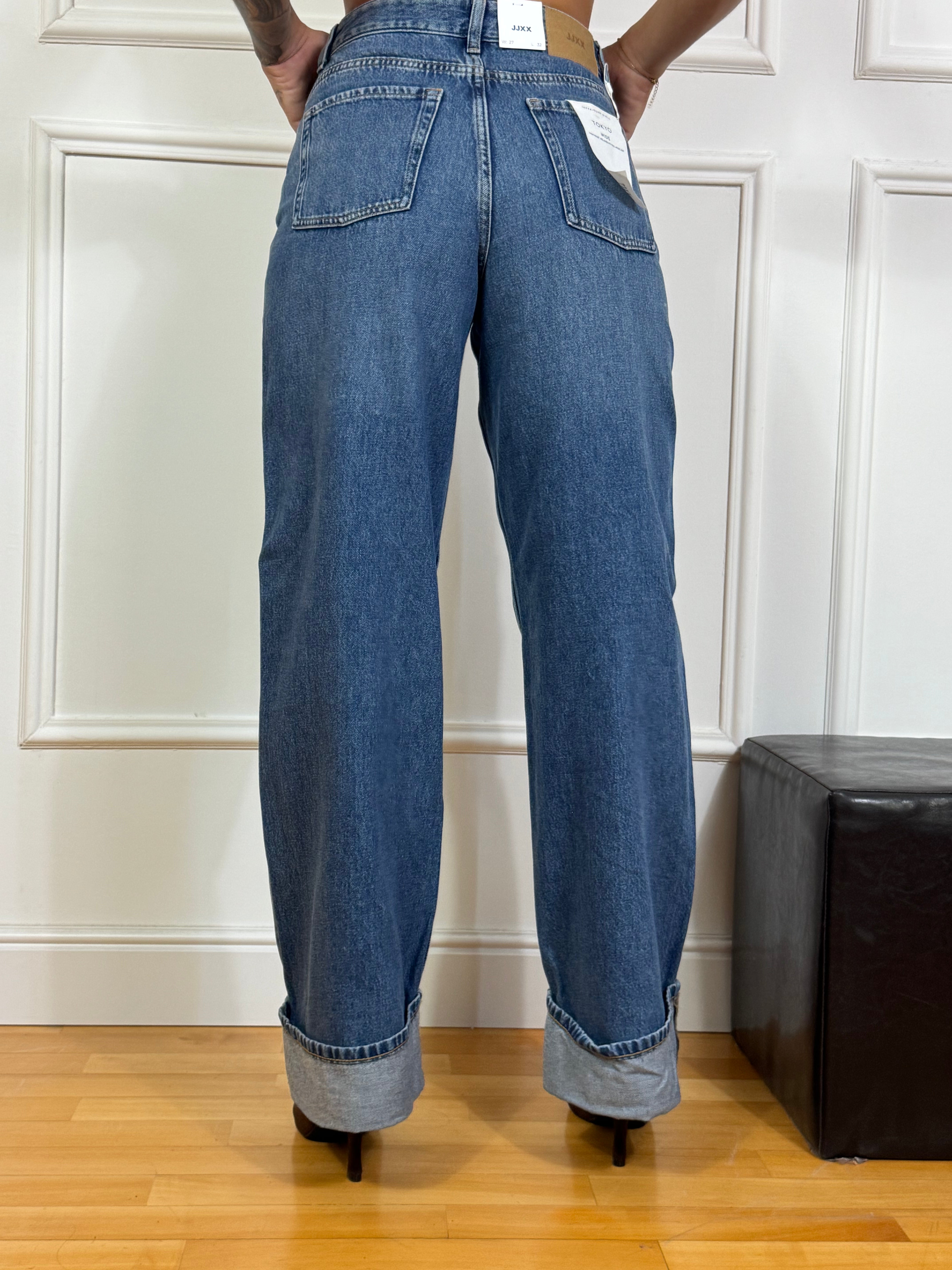 Jeans JJXX TOKYO WIDE - CON RISVOLTO - lavaggio MEDIUM BLUE DENIM