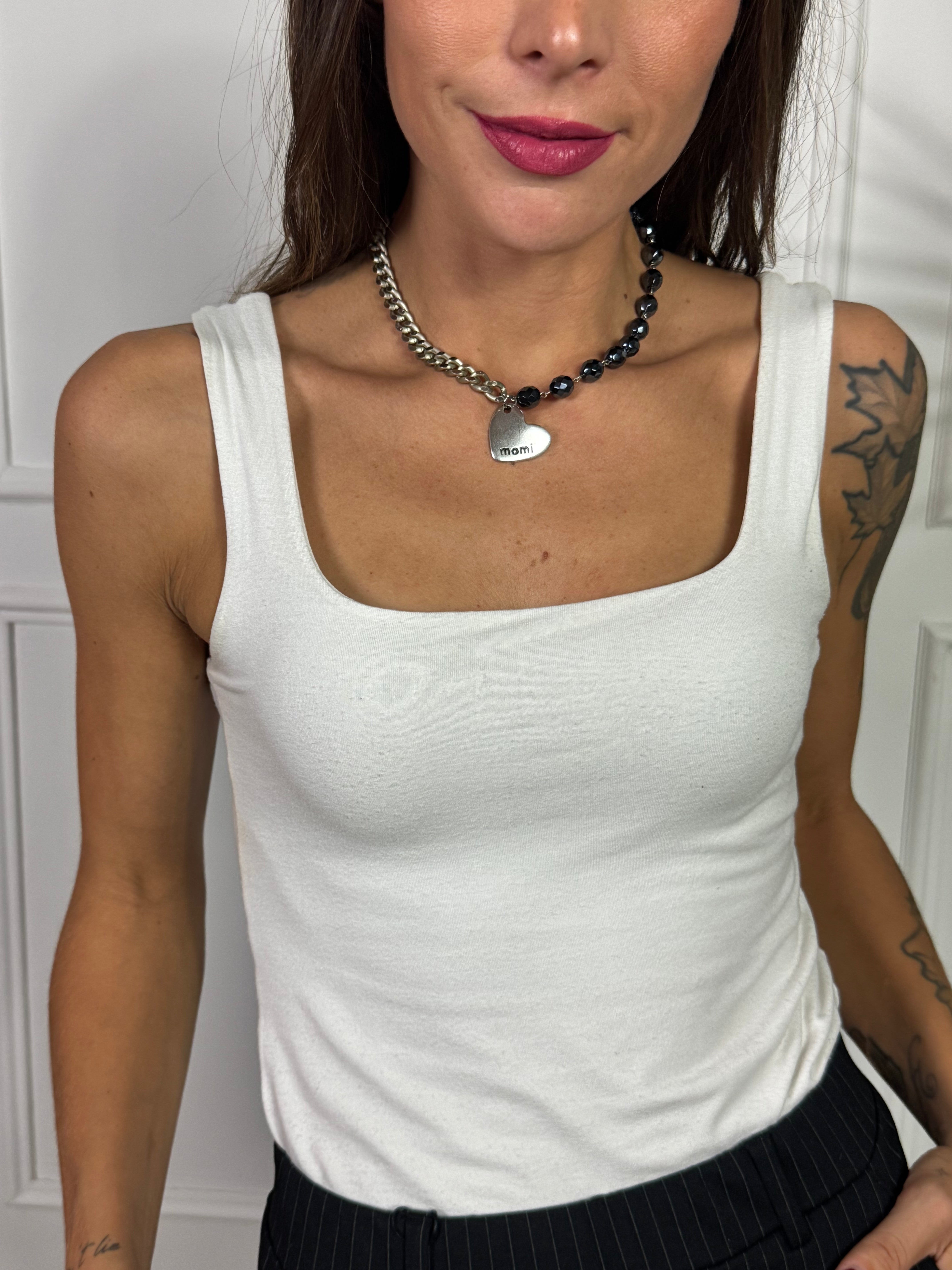 Collana / Bracciale FRANCESCA CORTA Momi - ARGENTO - CUORE - BLU NOTTE