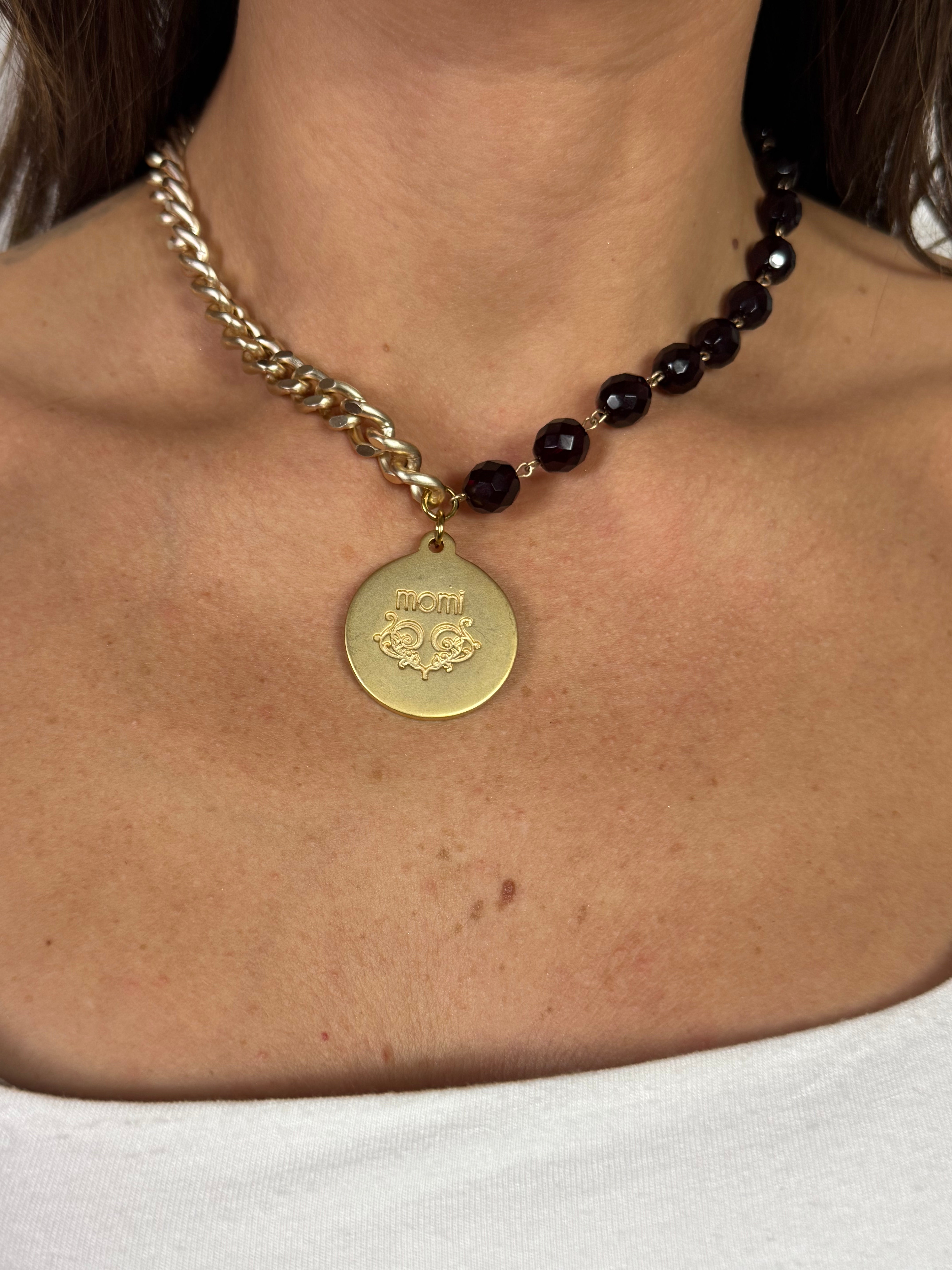 Collana / Bracciale FRANCESCA CORTA Momi - ORO - MEDAGLIA - MARRONE