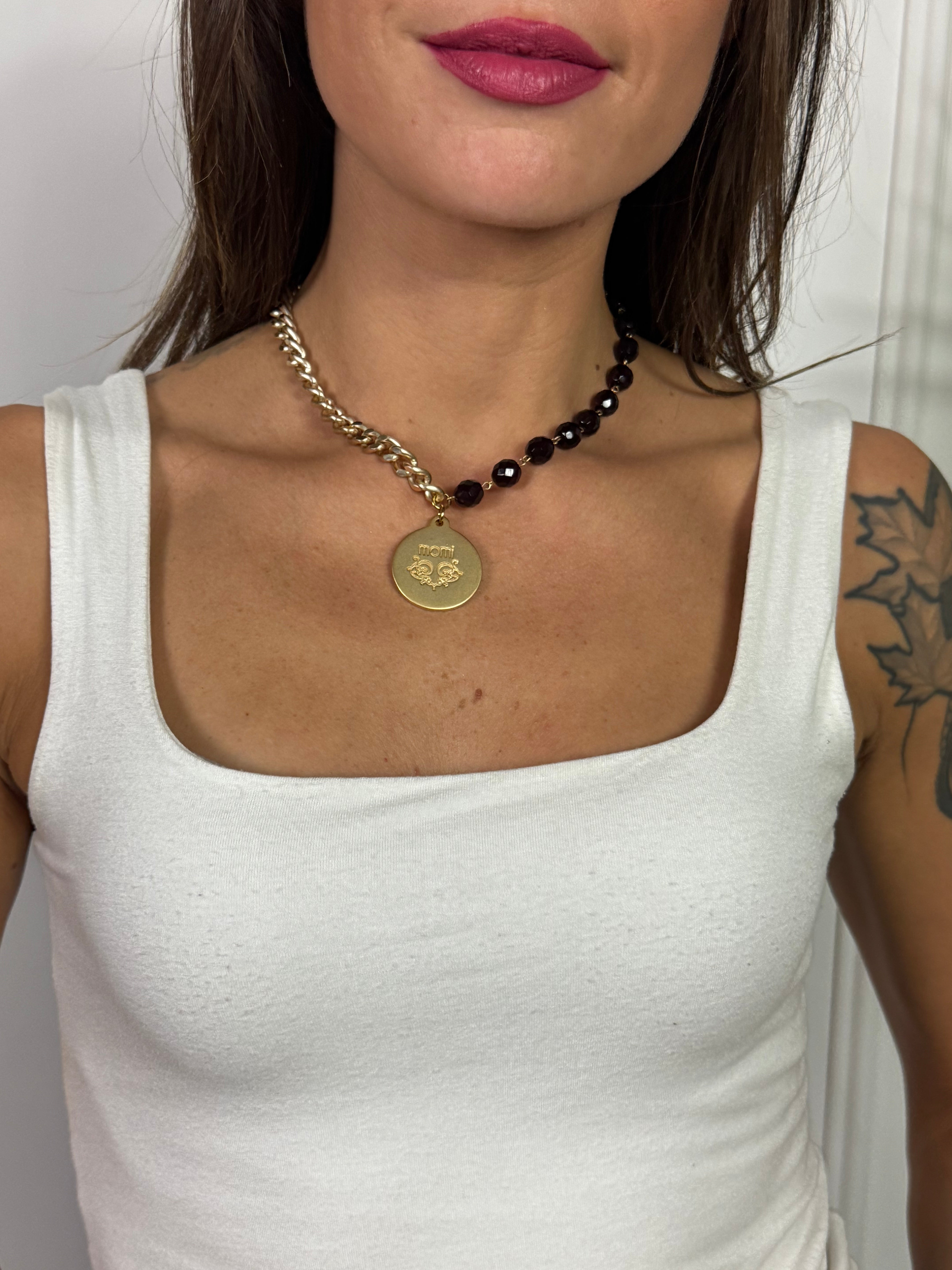 Collana / Bracciale FRANCESCA CORTA Momi - ORO - MEDAGLIA - MARRONE